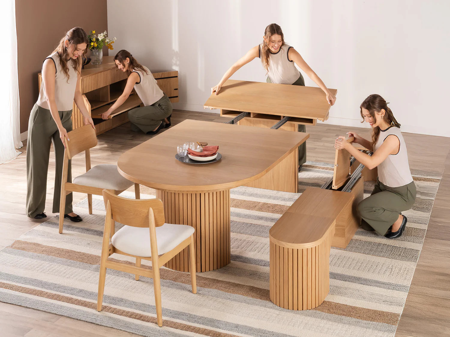 Transformer Round Extendable Dining Table