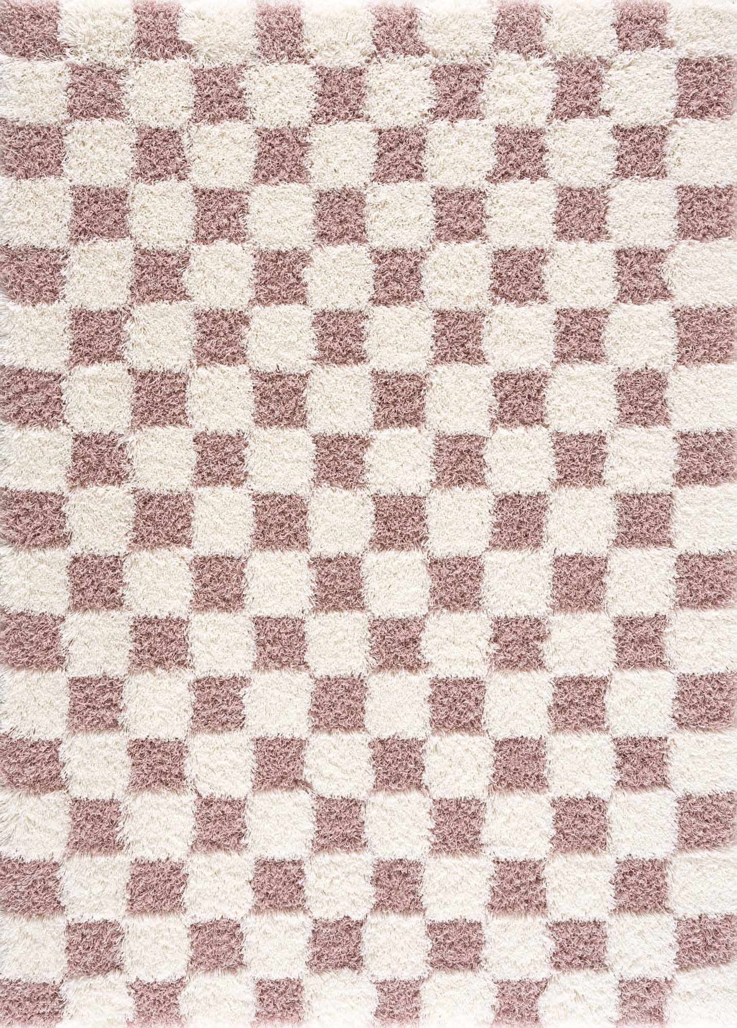 Atira Pink Checkered Shag Rug