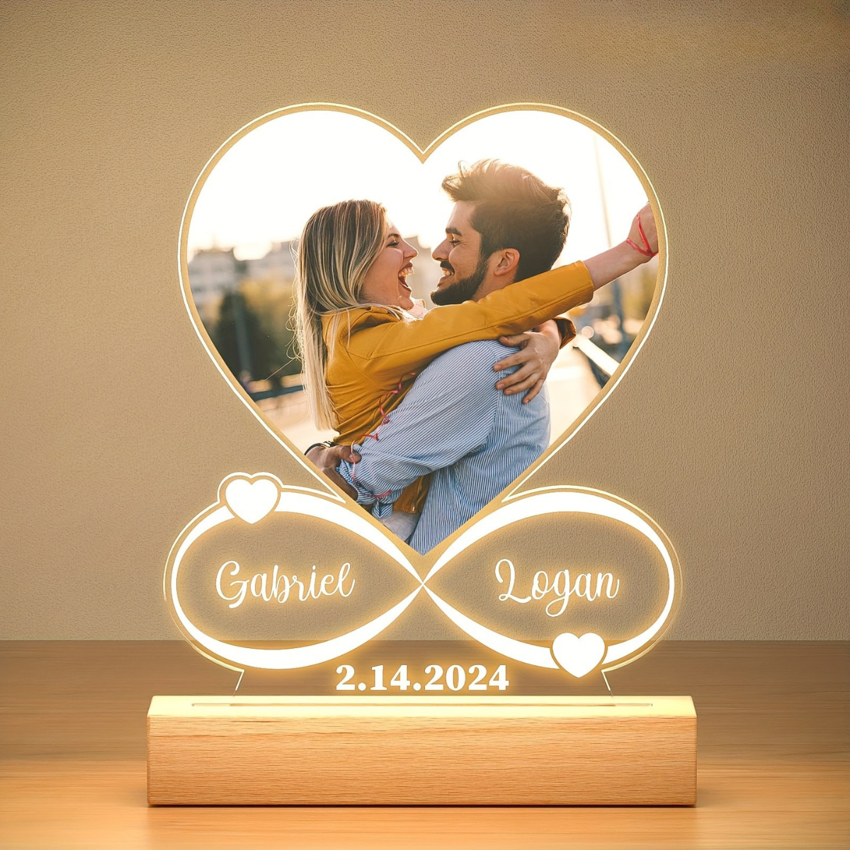 Custom LED Photo Night Light – Personalized Acrylic Picture Frame Gift for Loved Ones