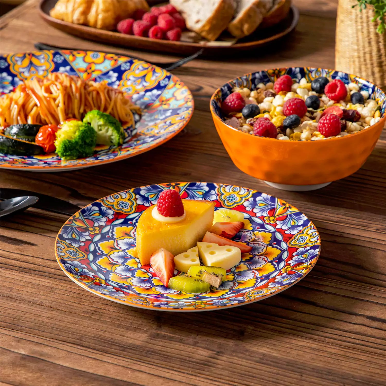 Simi 12 Piece Dinnerware Set with Front-Only Pattern Service for 4