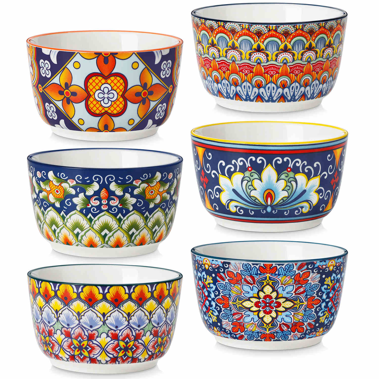 Simi Ramekin Bowls Set of 6 Porcelain with Floral Design