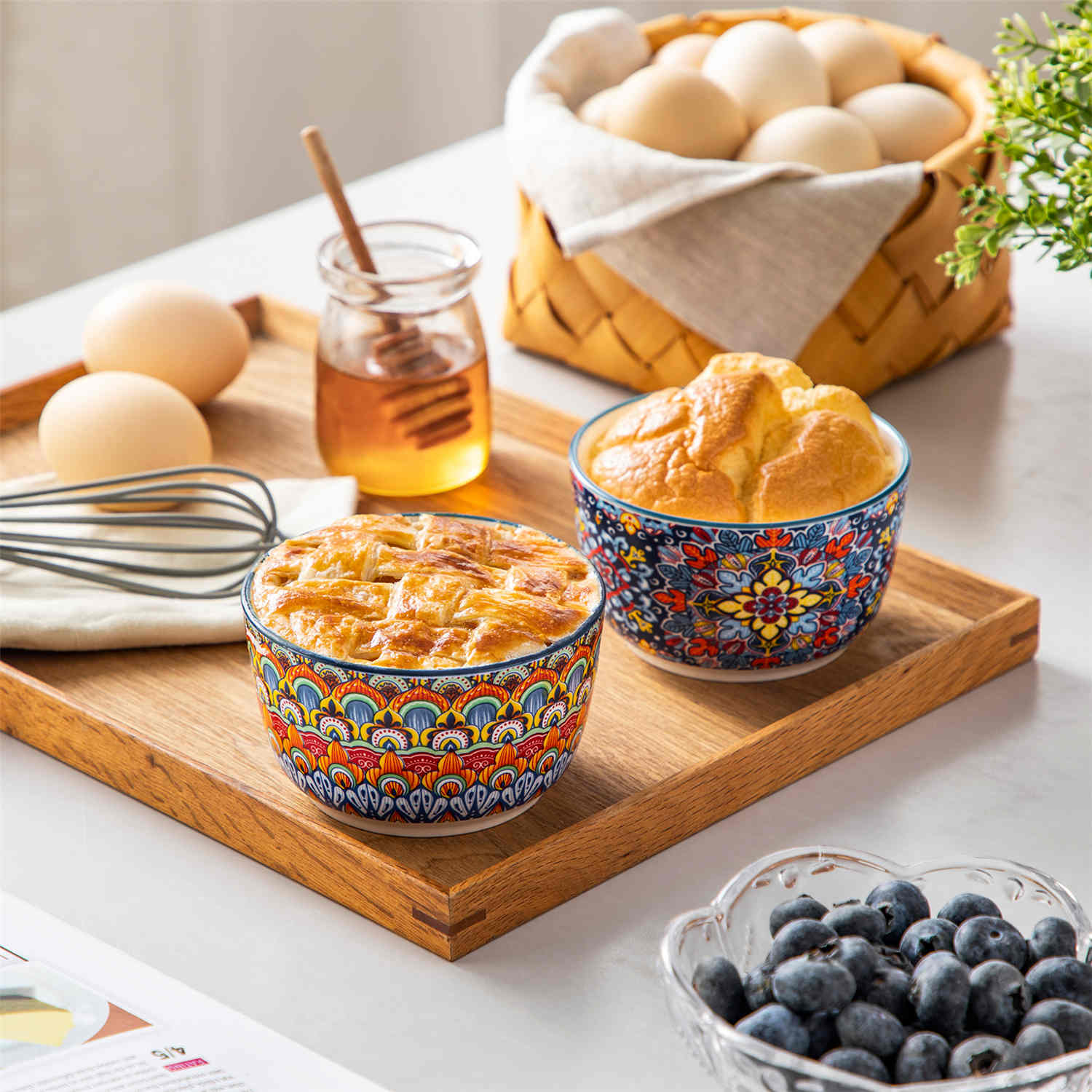 Simi Ramekin Bowls Set of 6 Porcelain with Floral Design