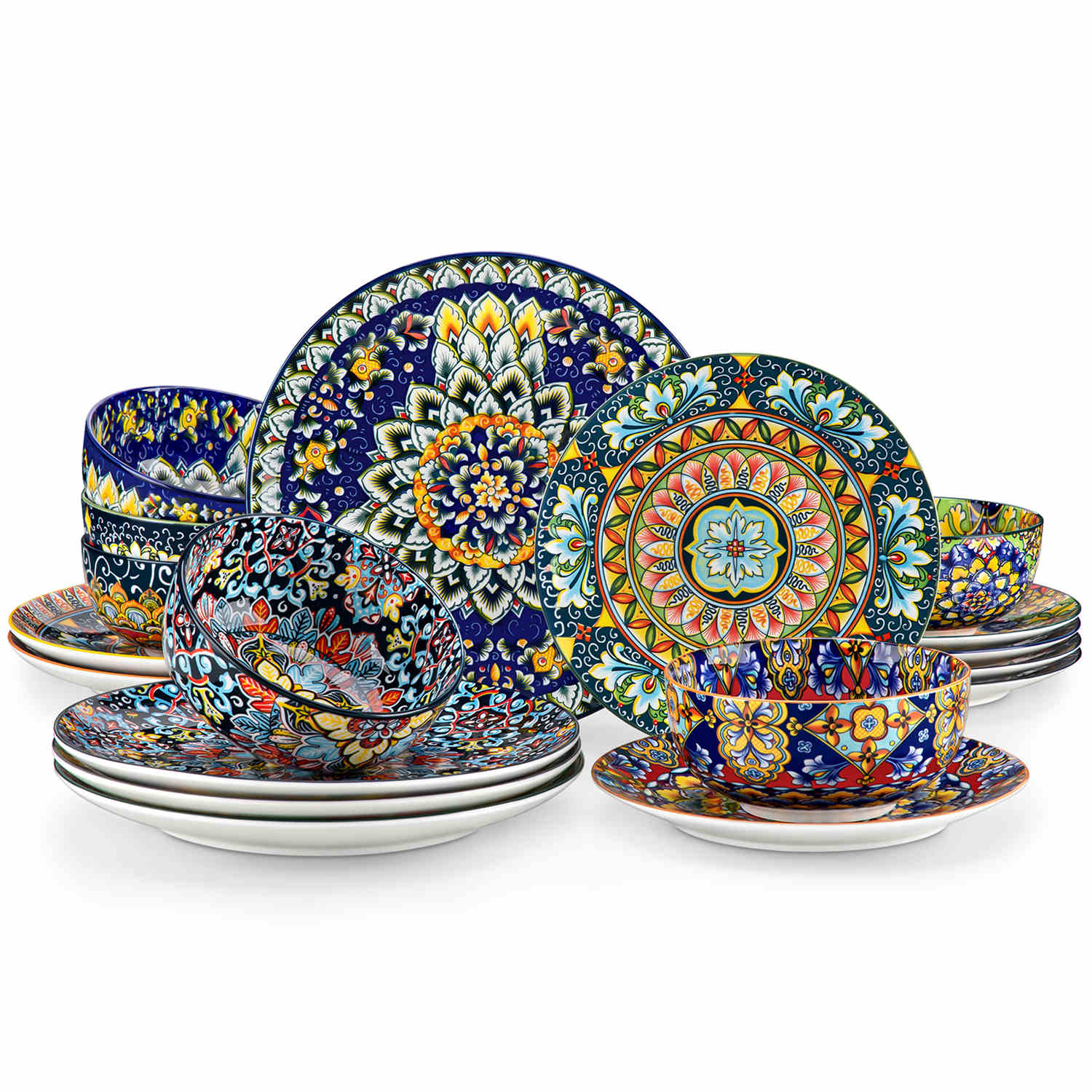 Simi 18 Piece Dinnerware Set with Double-Sided Bowls Service for 4