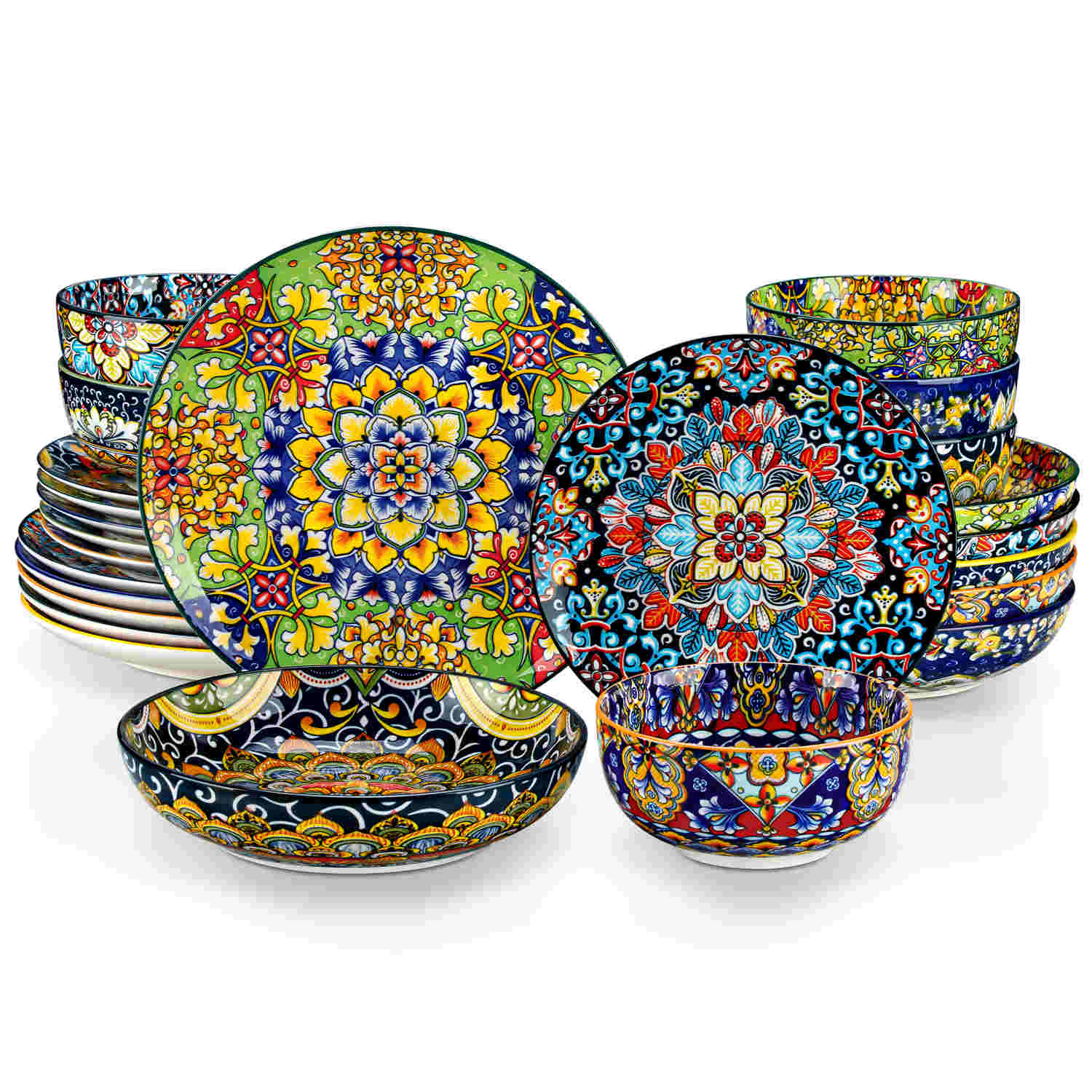 Simi 24 Piece Dinnerware Set with Double-Sided Bowls Service for 6