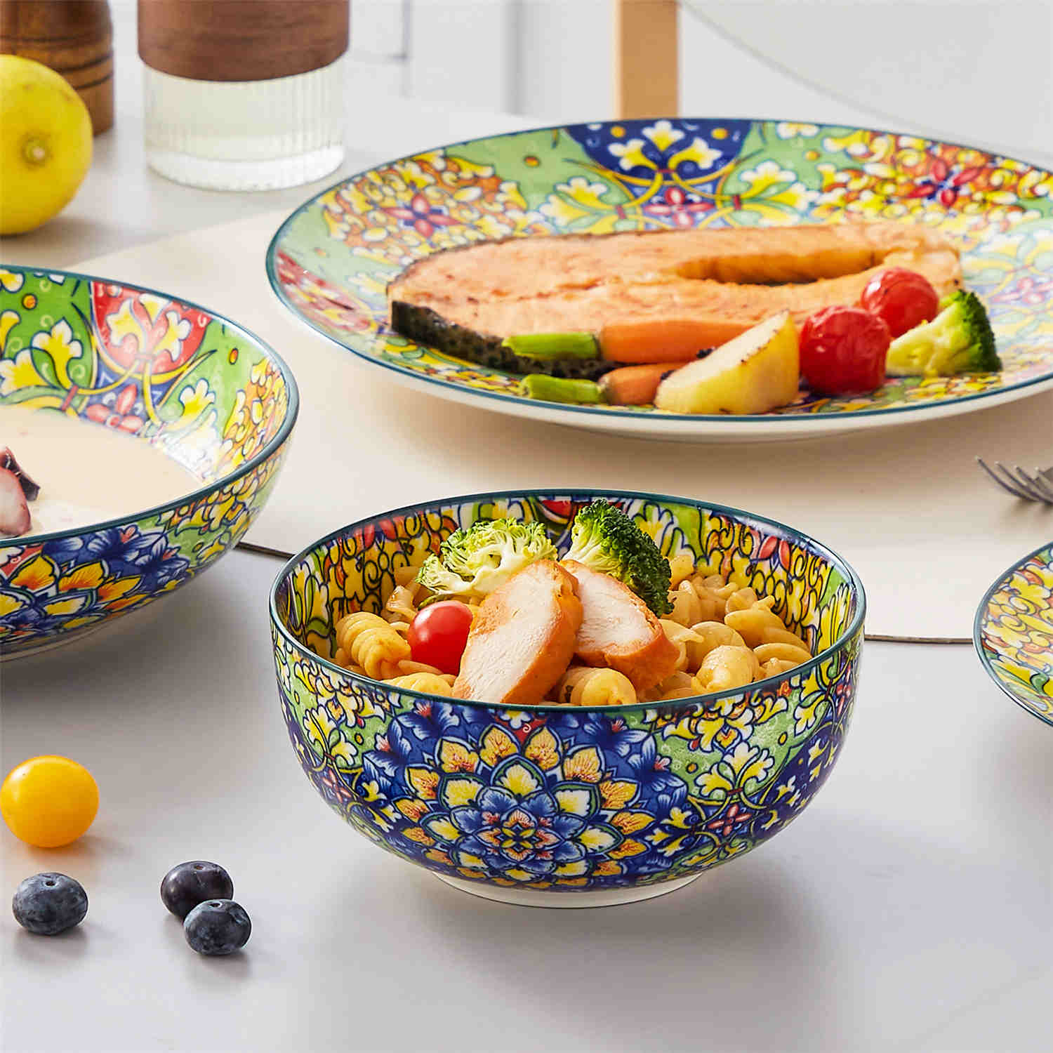 Simi 24 Piece Dinnerware Set with Double-Sided Bowls Service for 6