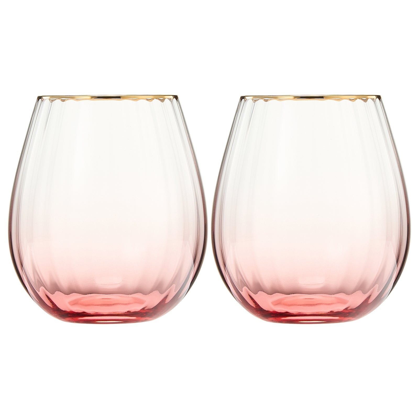 Waterfall Stemless Wine Glassware, Set of 2