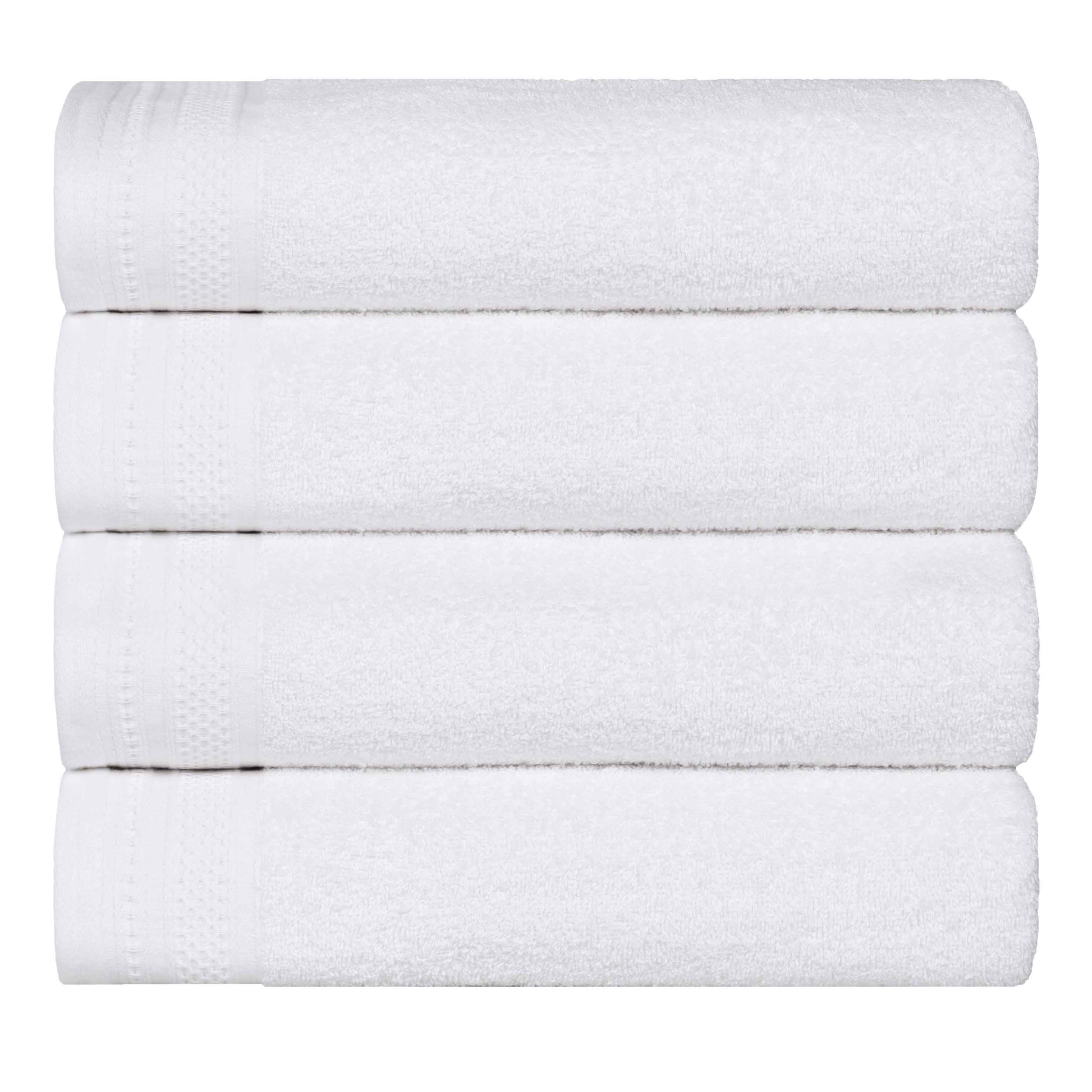 Honeycomb Textured Waffle Border Cotton Bath Towels, Set of 4 - Bath Towel by Superior Brand