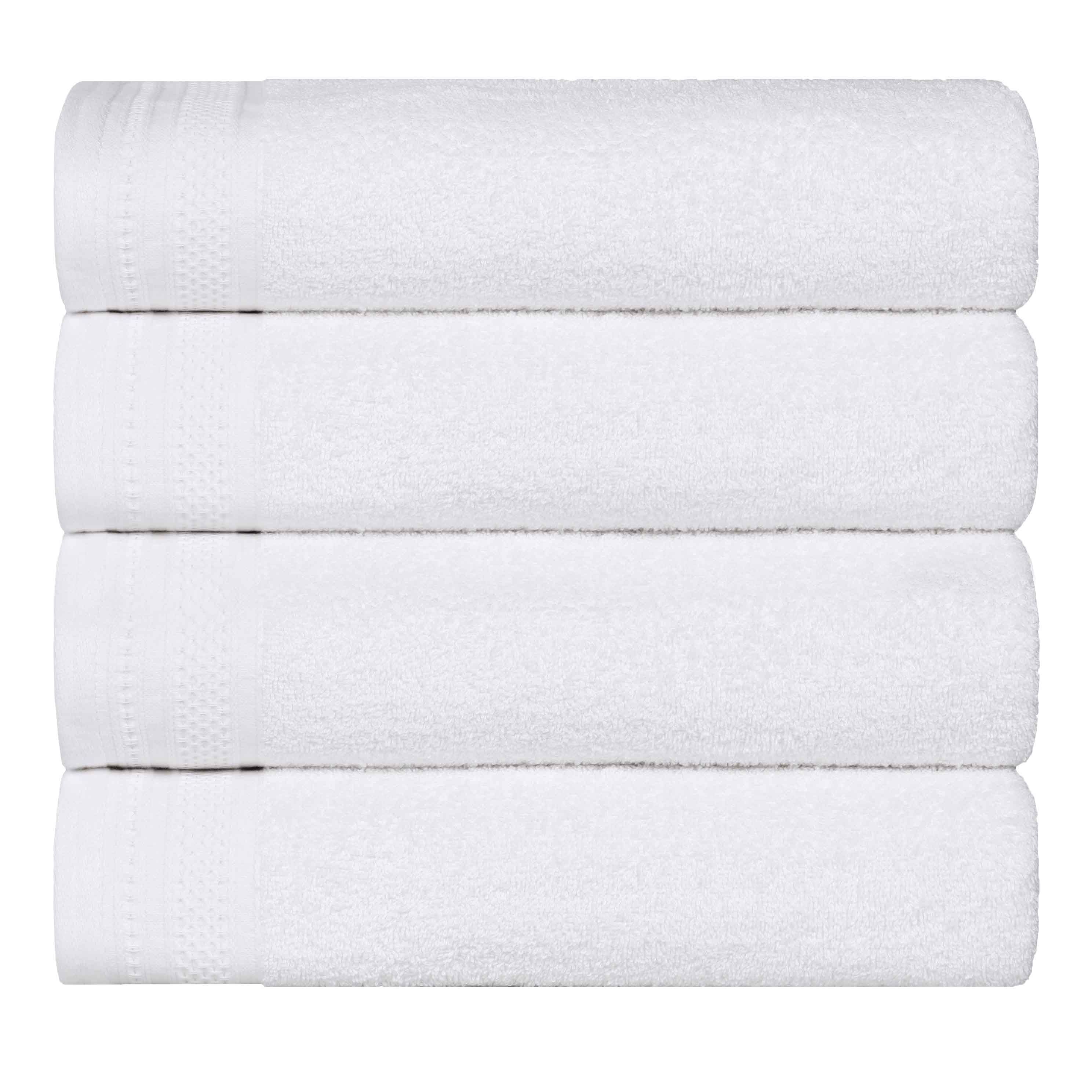 Honeycomb Textured Waffle Border Cotton Bath Towels, Set of 4 - Bath Towel by Superior Brand