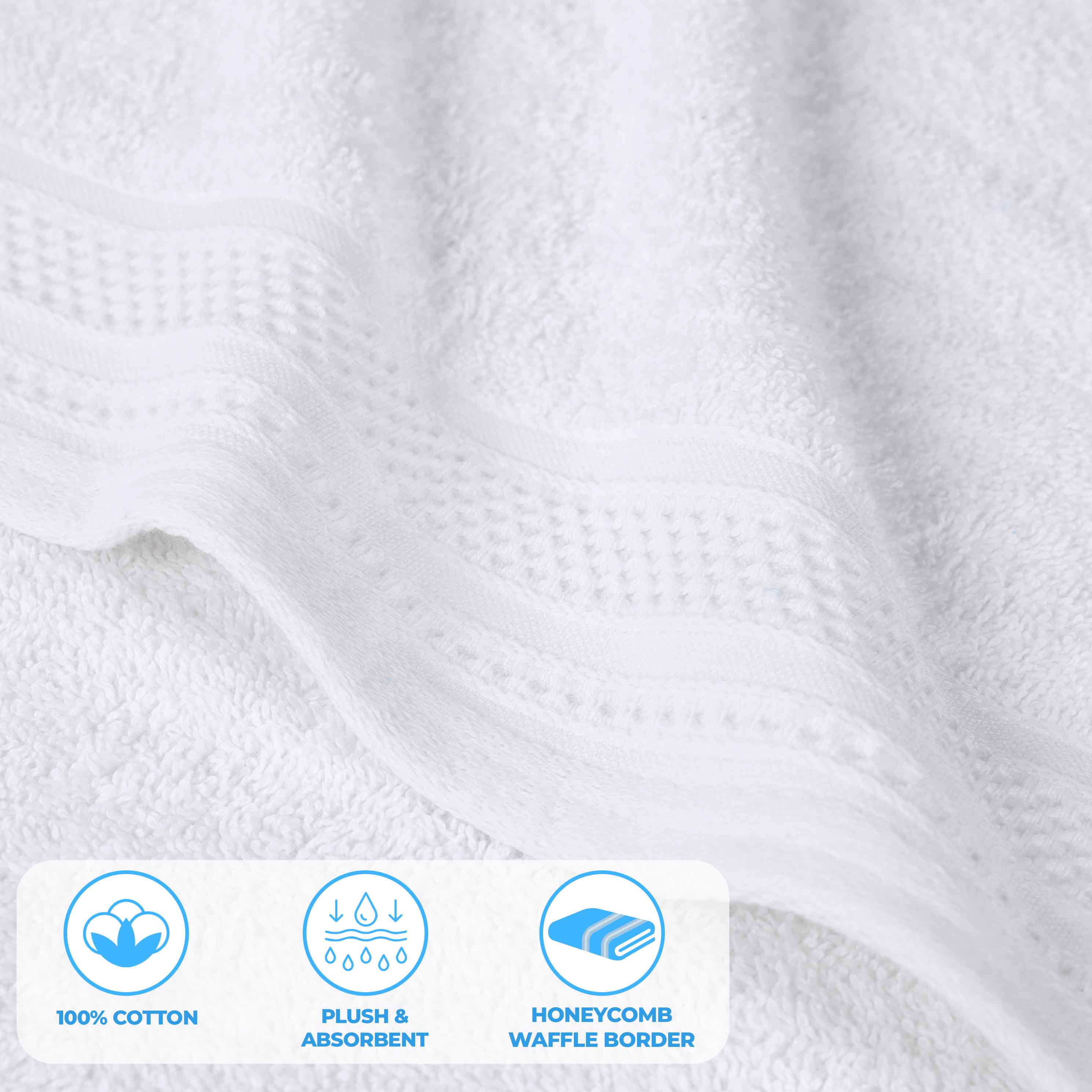 Honeycomb Textured Waffle Border Cotton Bath Towels, Set of 4 - Bath Towel by Superior Brand
