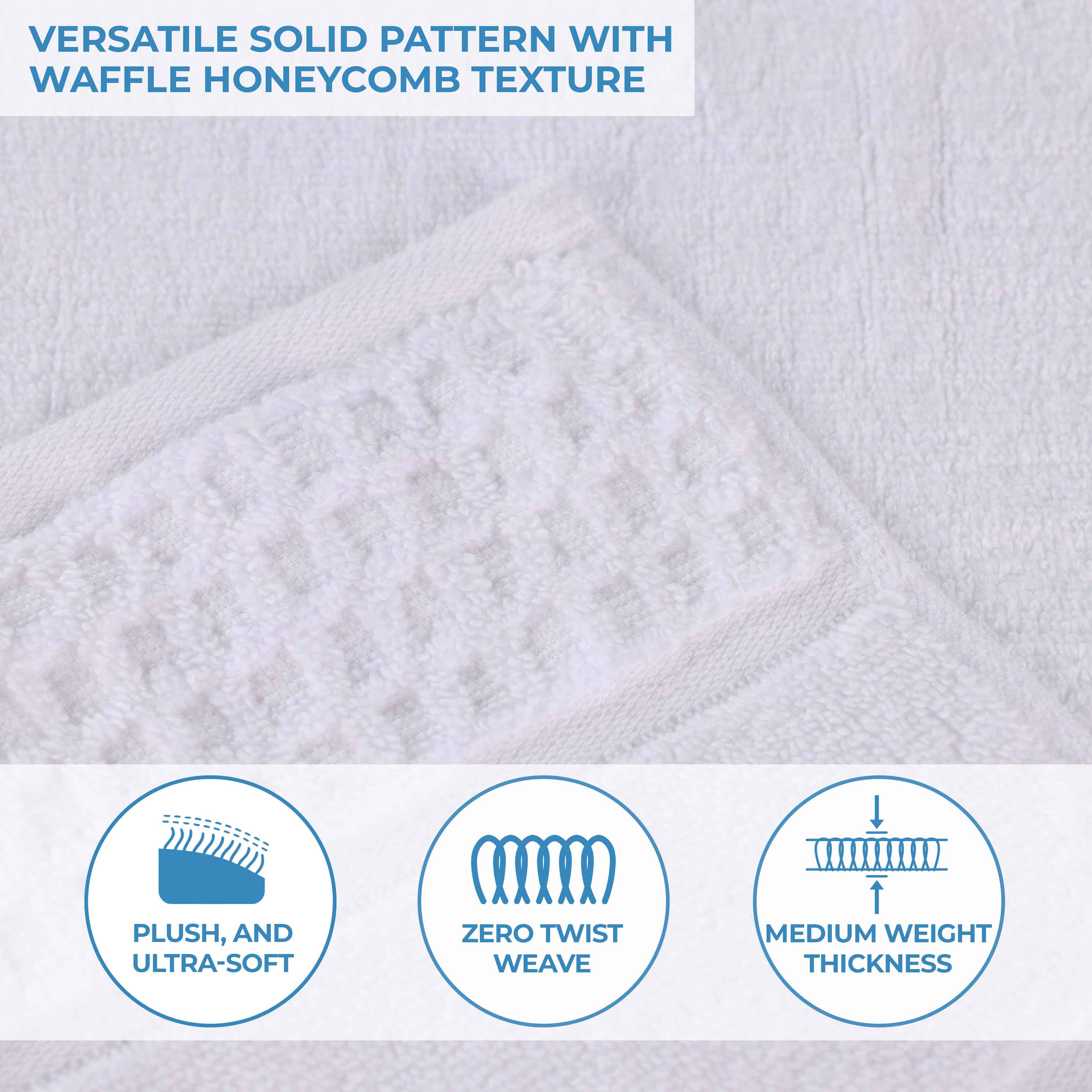 Napa Zero Twist Cotton Solid Waffle Honeycomb Bath Towel Set of 3 - Bath Towel by Superior Brand