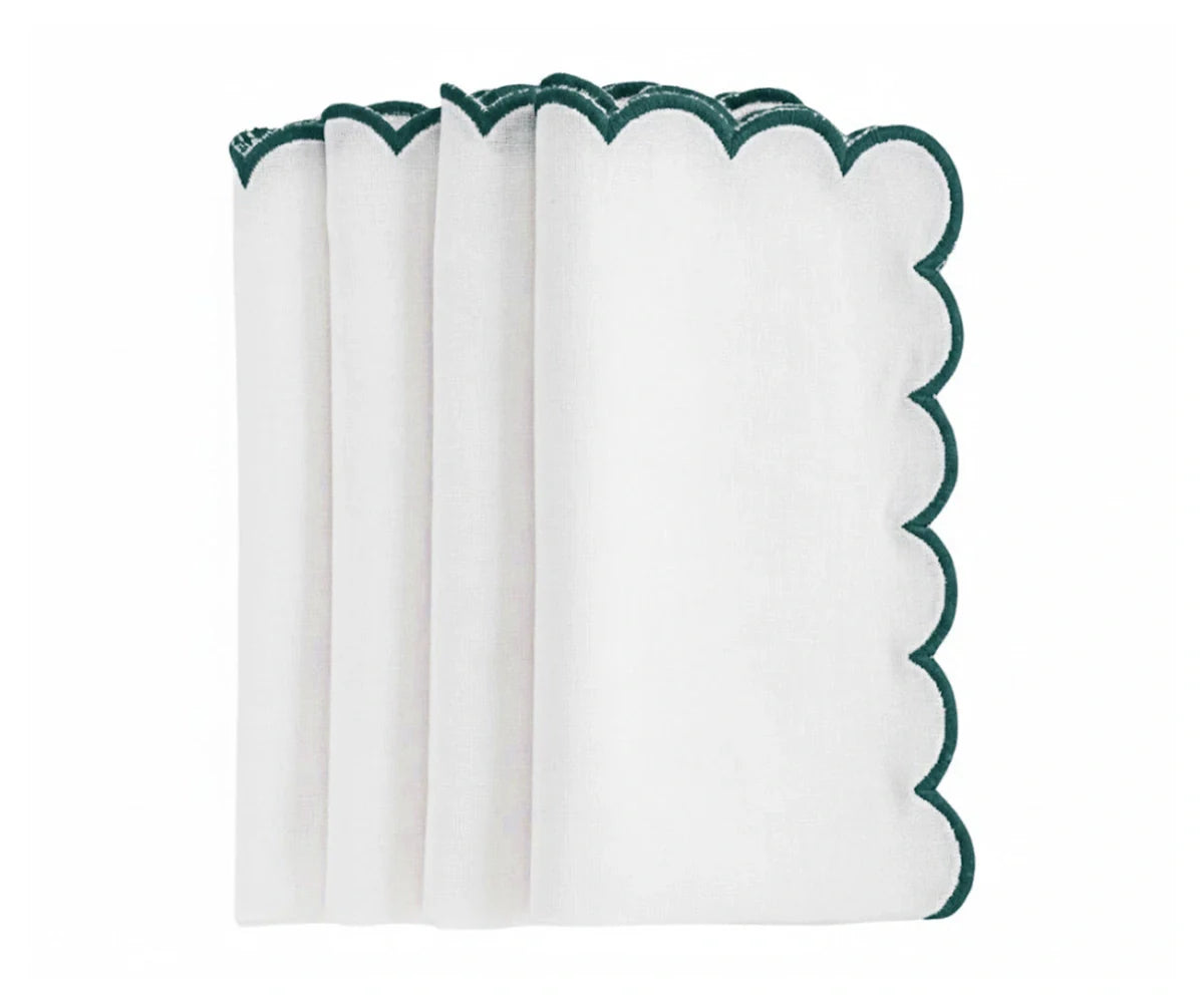 Green scallop napkins