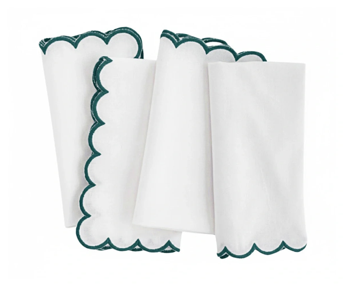 Green scallop napkins