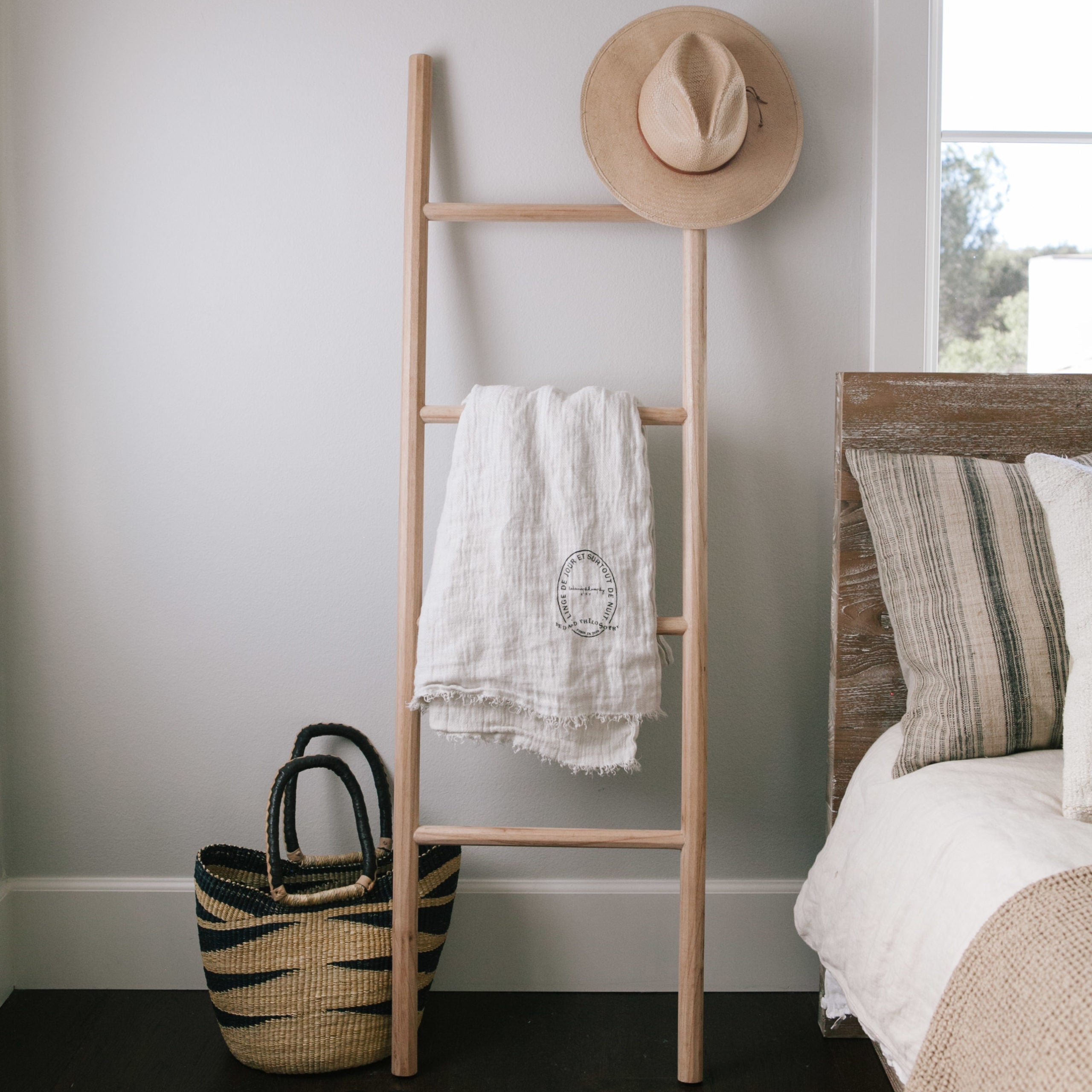 Blanket Ladder Handcrafted Mindi Wood by Sandstone and Sage