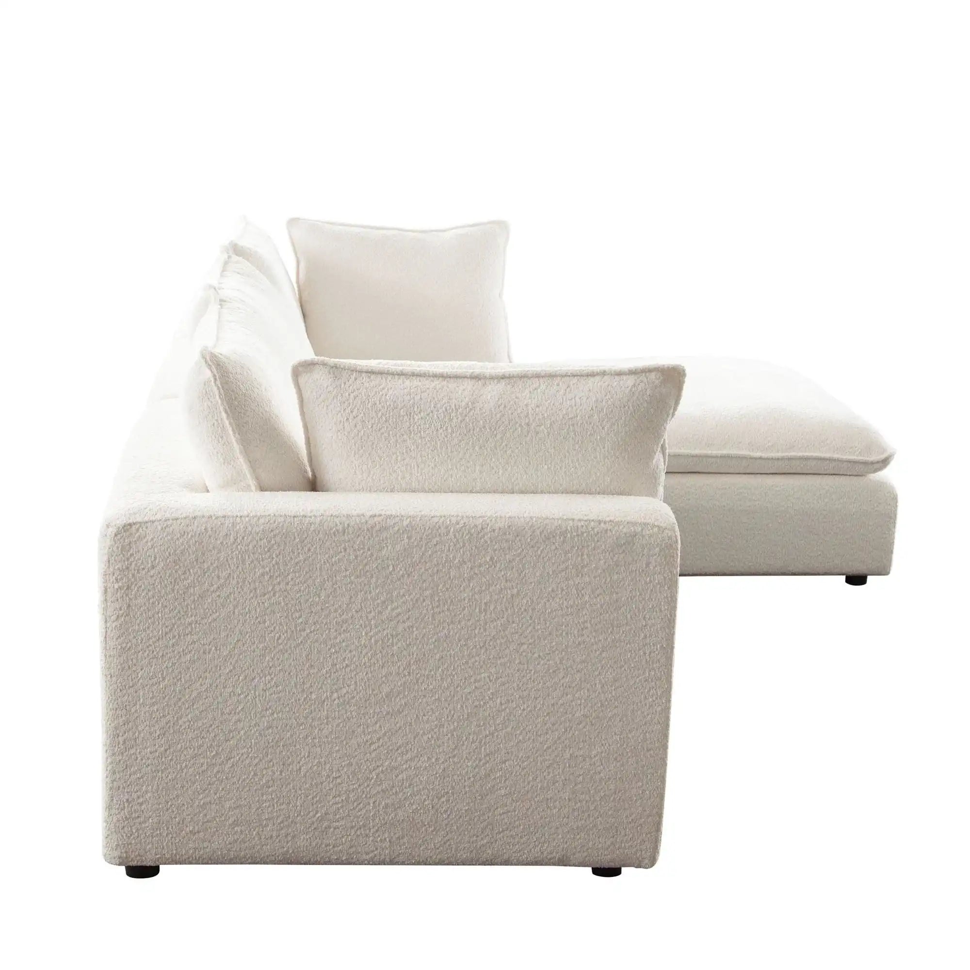 Ivy Reversible 4 Piece Down Sectional – White Faux Shearling