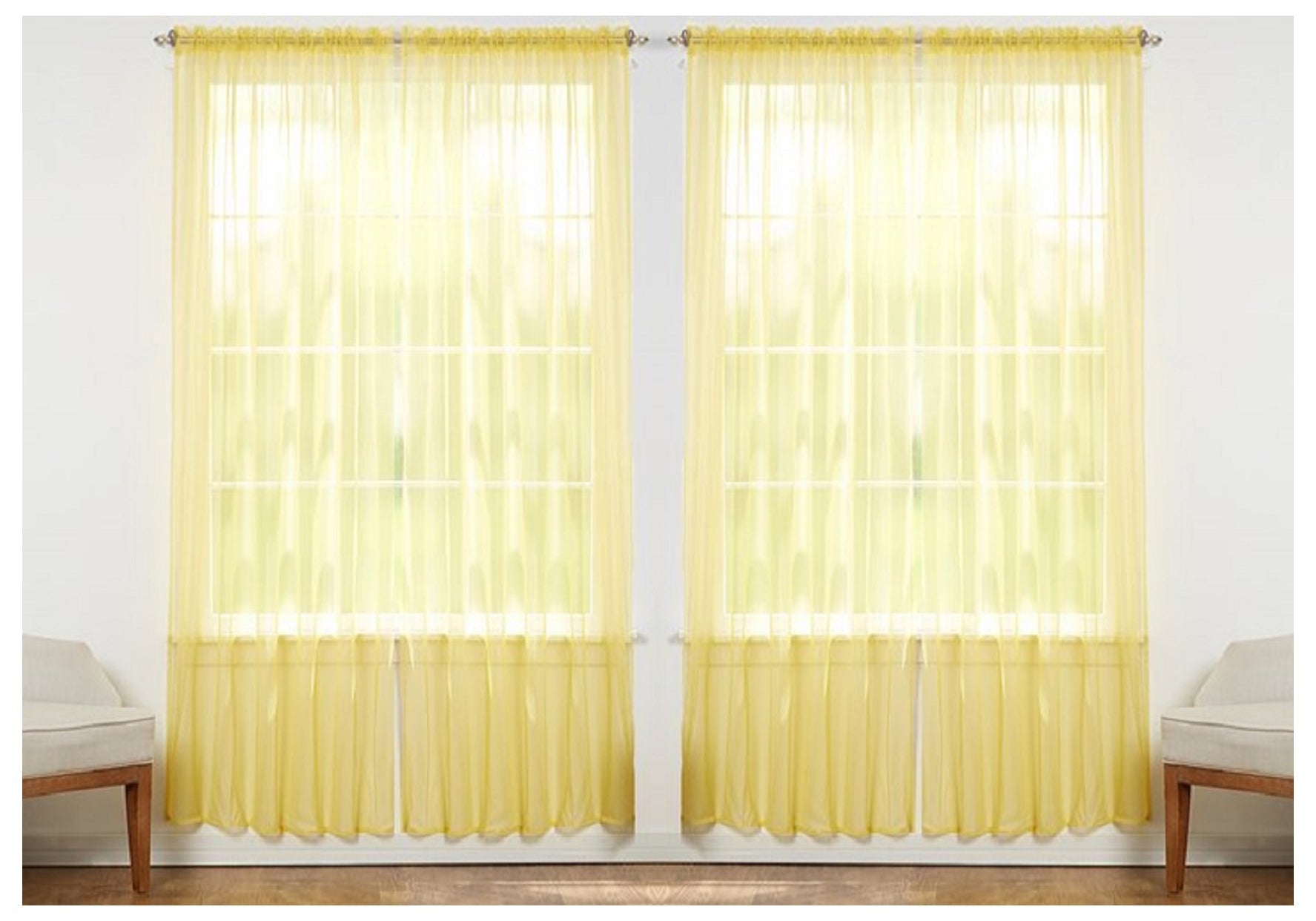 J&V TEXTILES 4-Pack Value: Solid Sheer Window Curtain Panels
