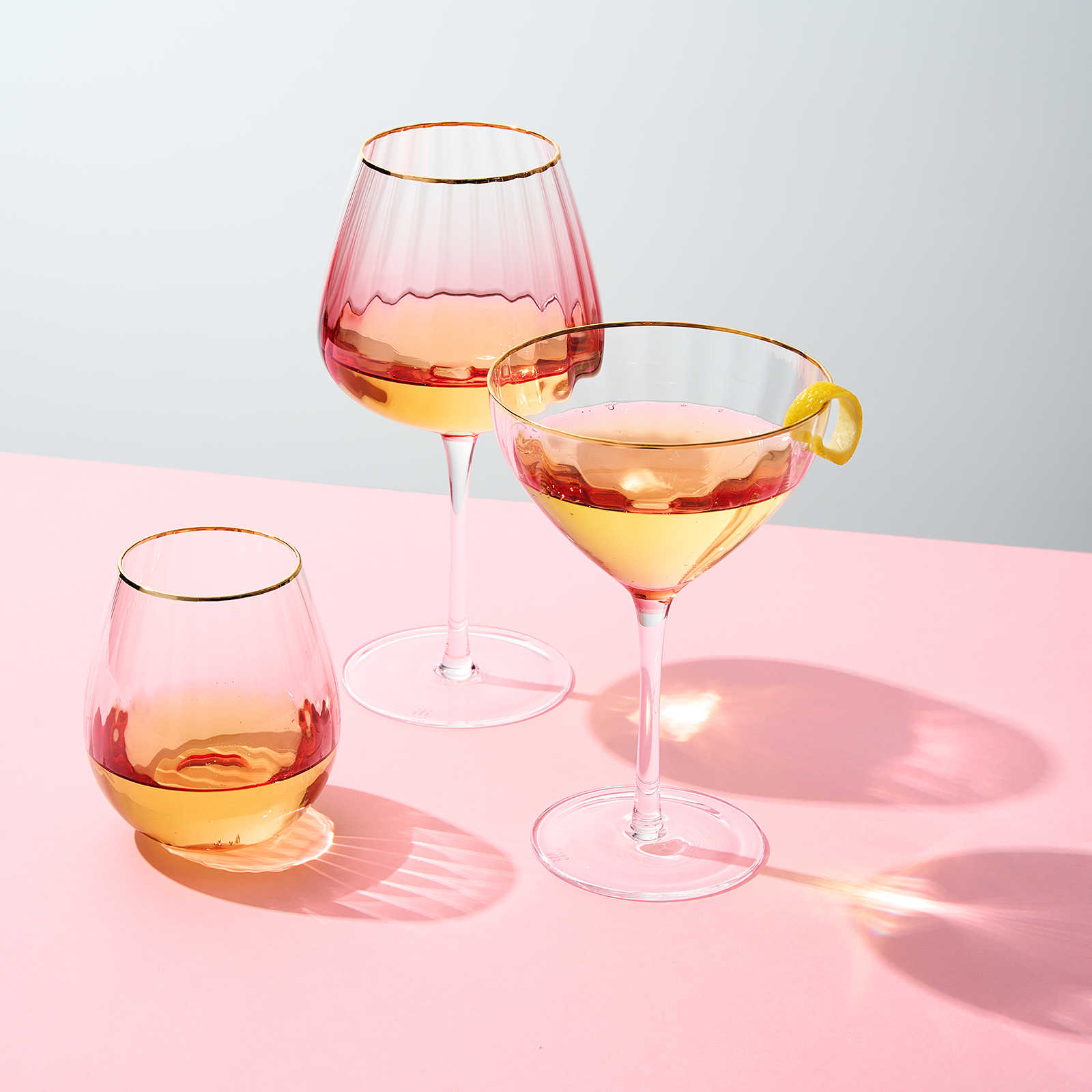 Waterfall Stemless Wine Glassware, Set of 2