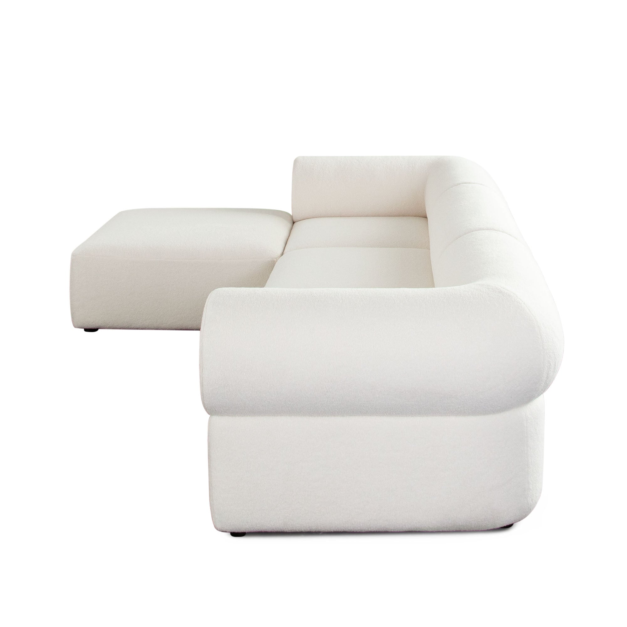 Zia 4PC Modular Reversible Chaise Sectional in Ivory Sherpa Fabric by Diamond Sofa