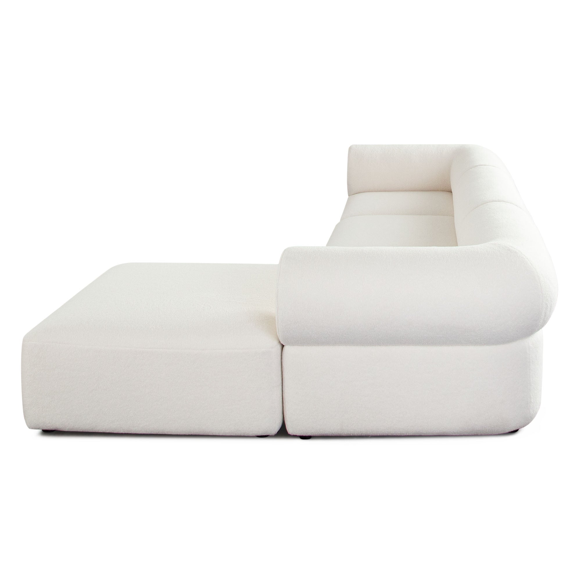 Zia 4PC Modular Reversible Chaise Sectional in Ivory Sherpa Fabric by Diamond Sofa