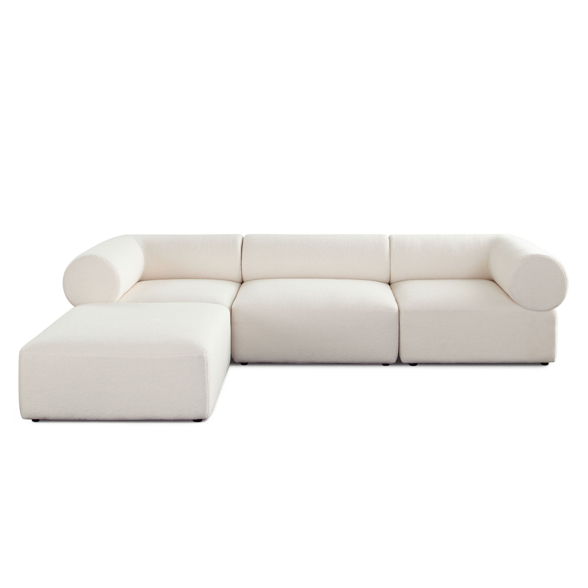 Zia 4PC Modular Reversible Chaise Sectional in Ivory Sherpa Fabric by Diamond Sofa
