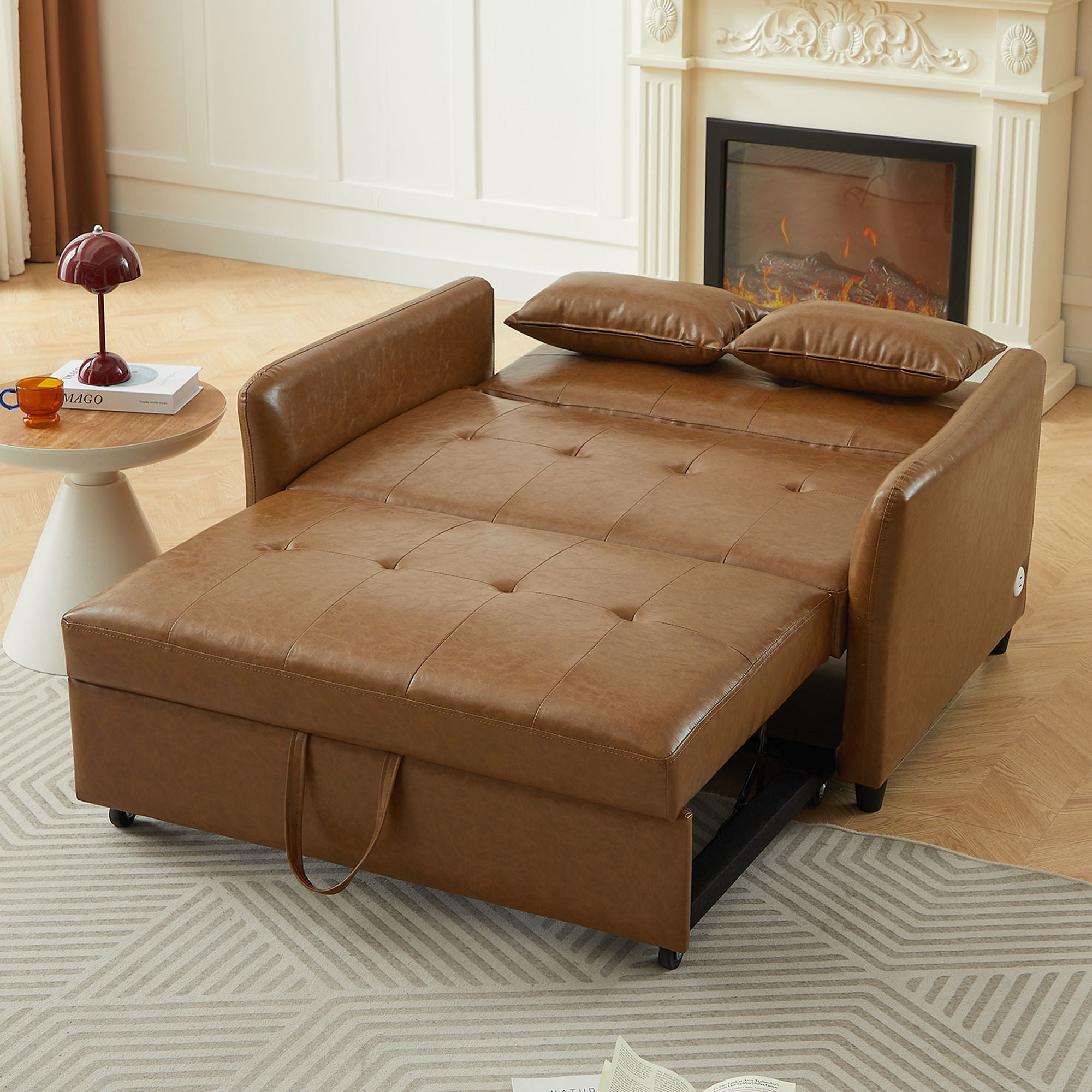 Convertible Sleeper Bed, Adjustable Oversized Armchair With 3 USB Ports