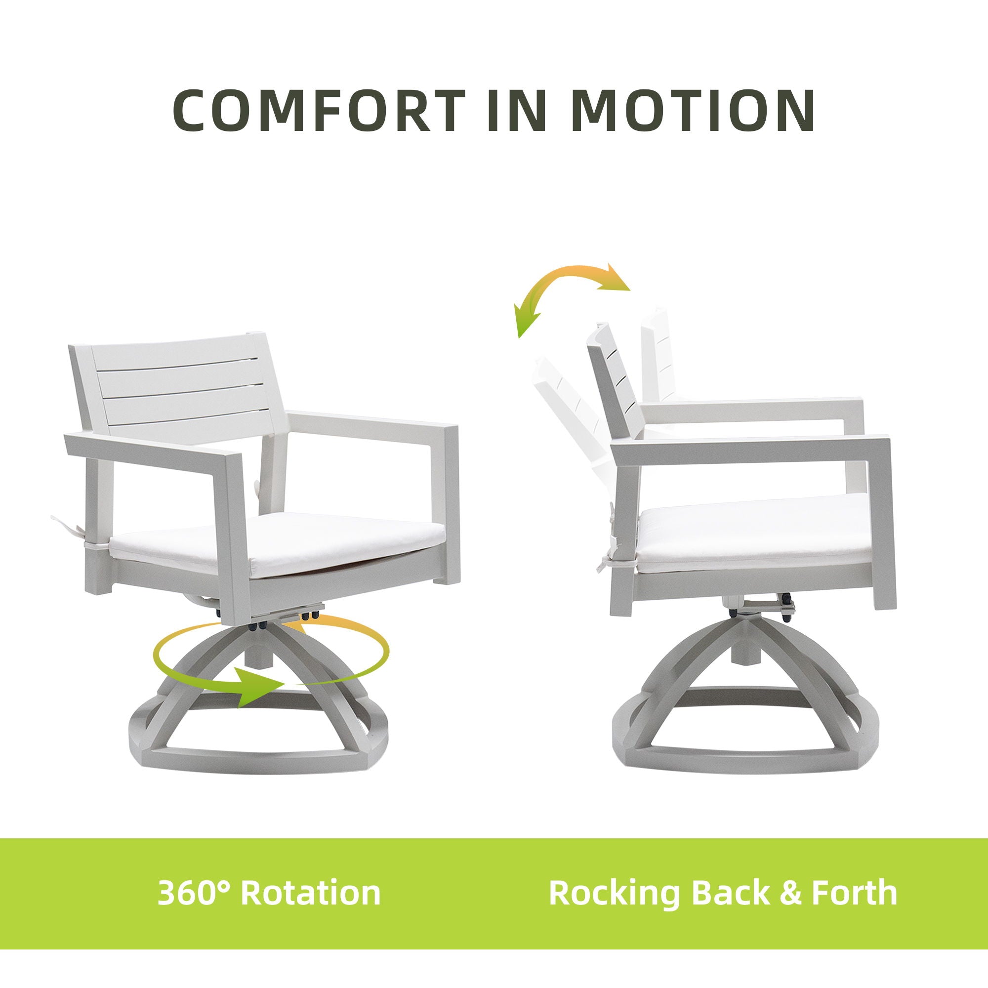 Outdoor Patio Swivel Rocker With Outdoor Grade Sunbrella Fabric Cushions (Set of 2) - Grayish