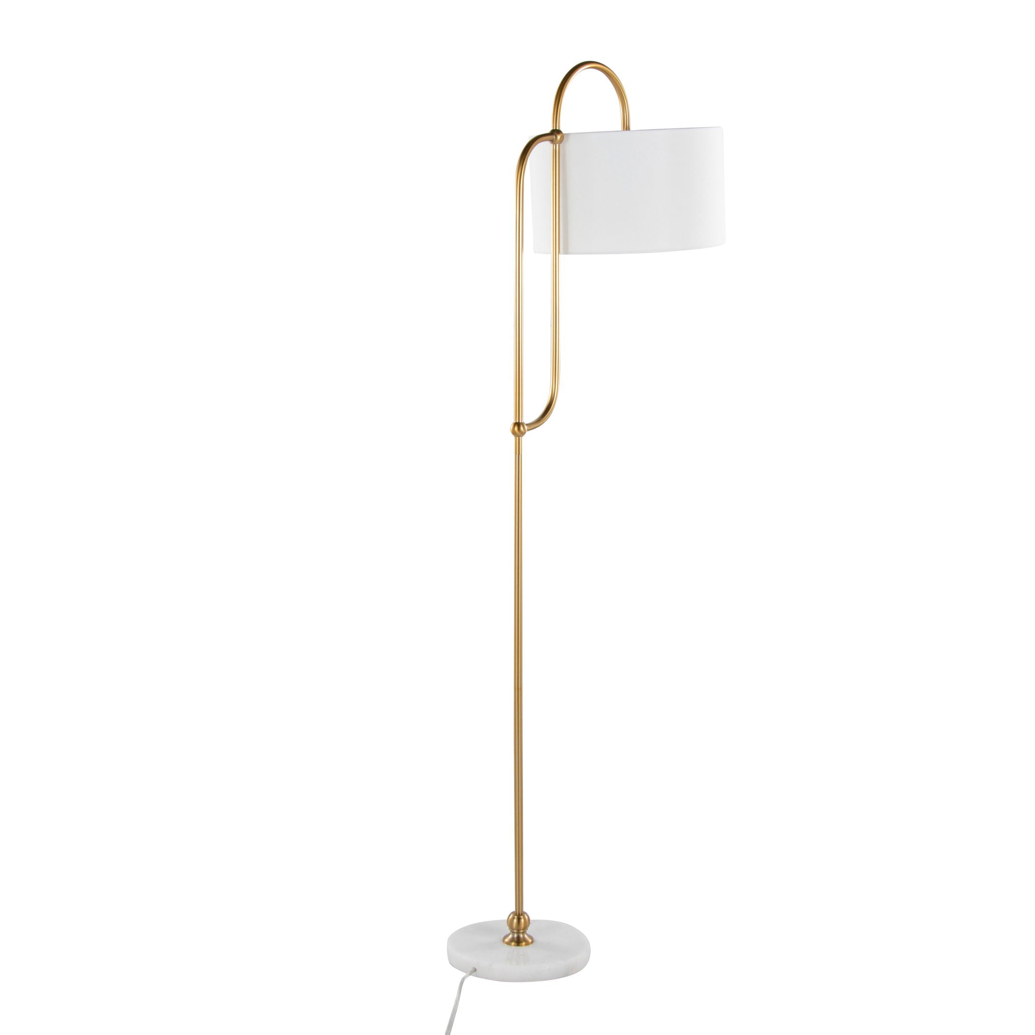 Leslie - Glam / Art Deco Floor Lamp - Gold / White - Best Buy Furniture