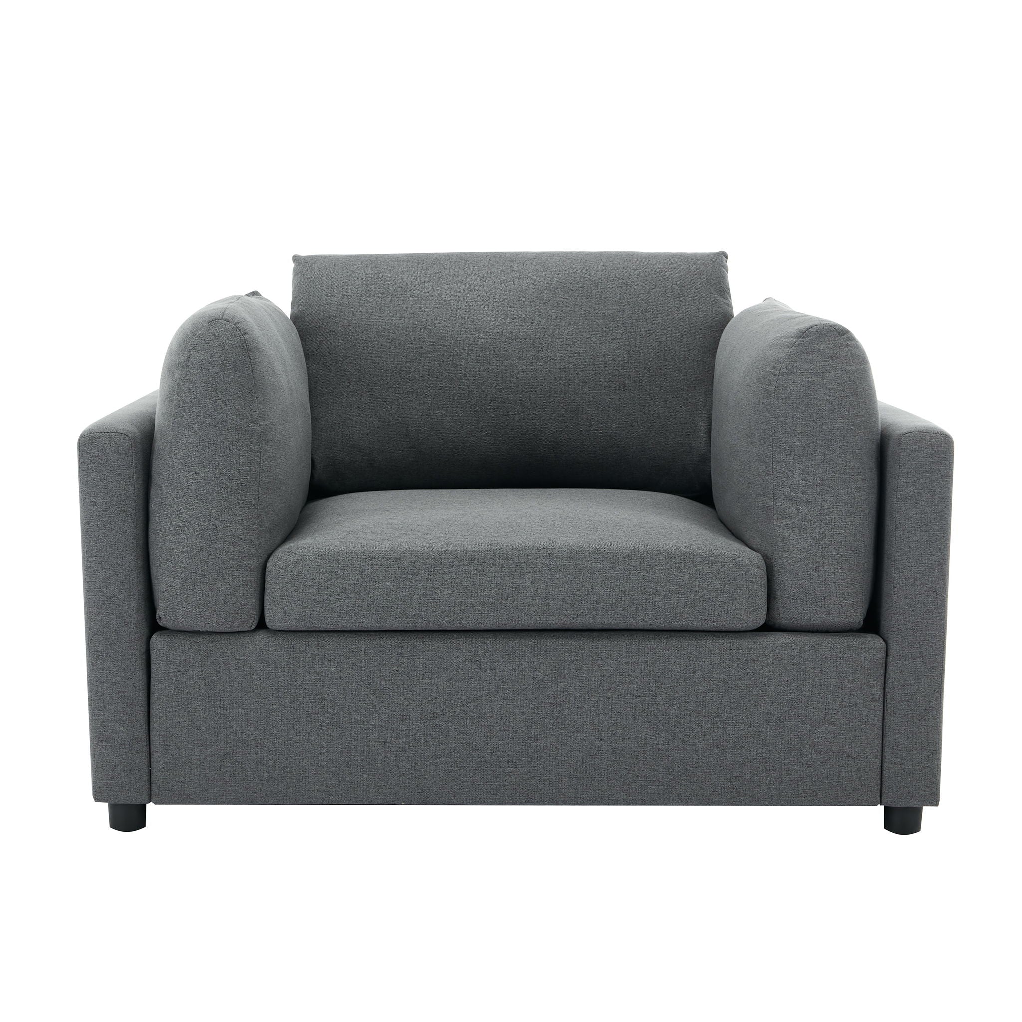 Wide Modern Oversized Armchair With Ottoman Stool, Single Sofa With Lumbar Support, Accent Chair