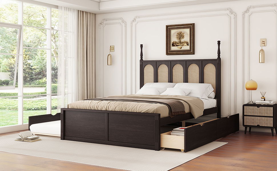 Platform Bed With With 2 Big Drawers With Trundle