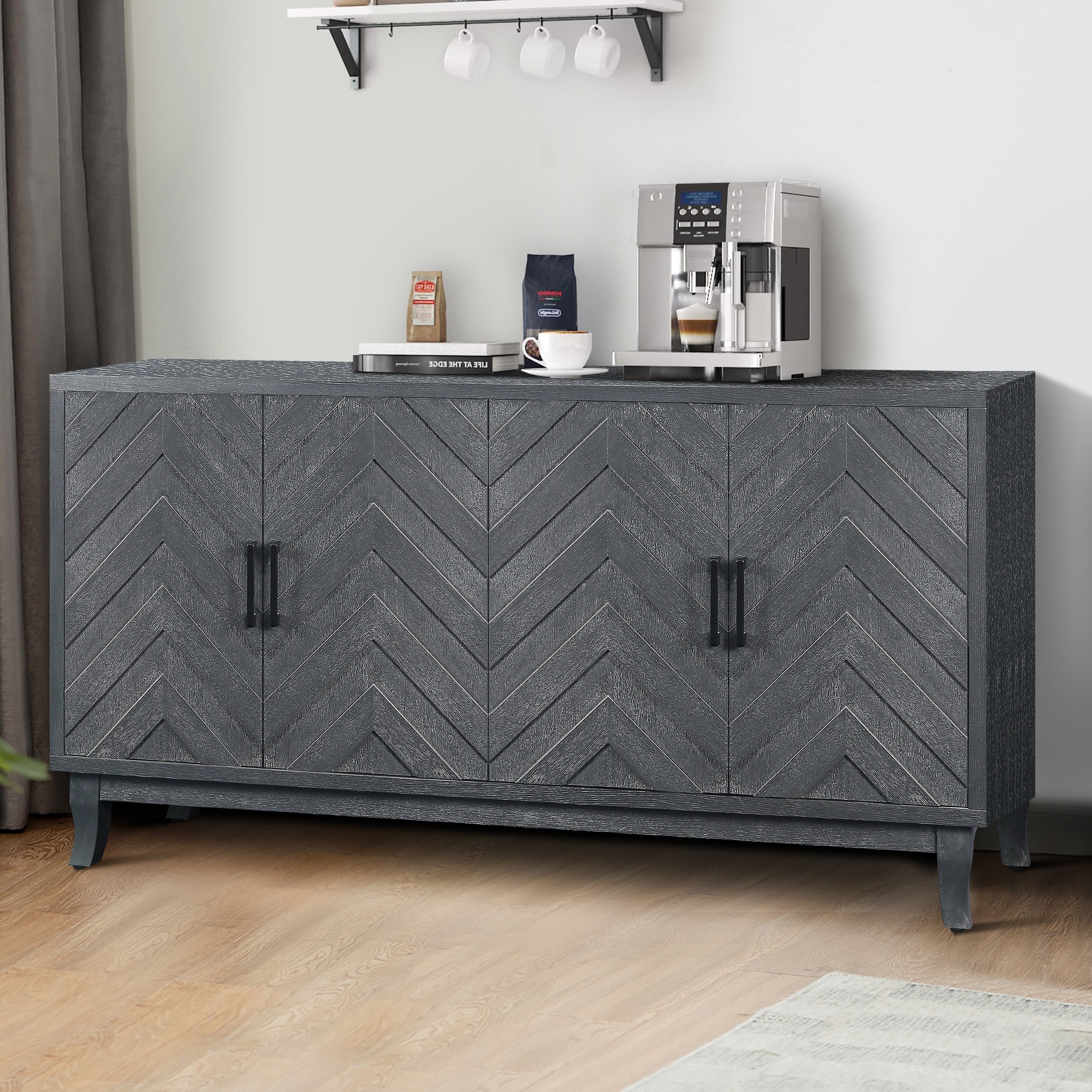 Stronger vintage style buffet cabinet, taupe grey