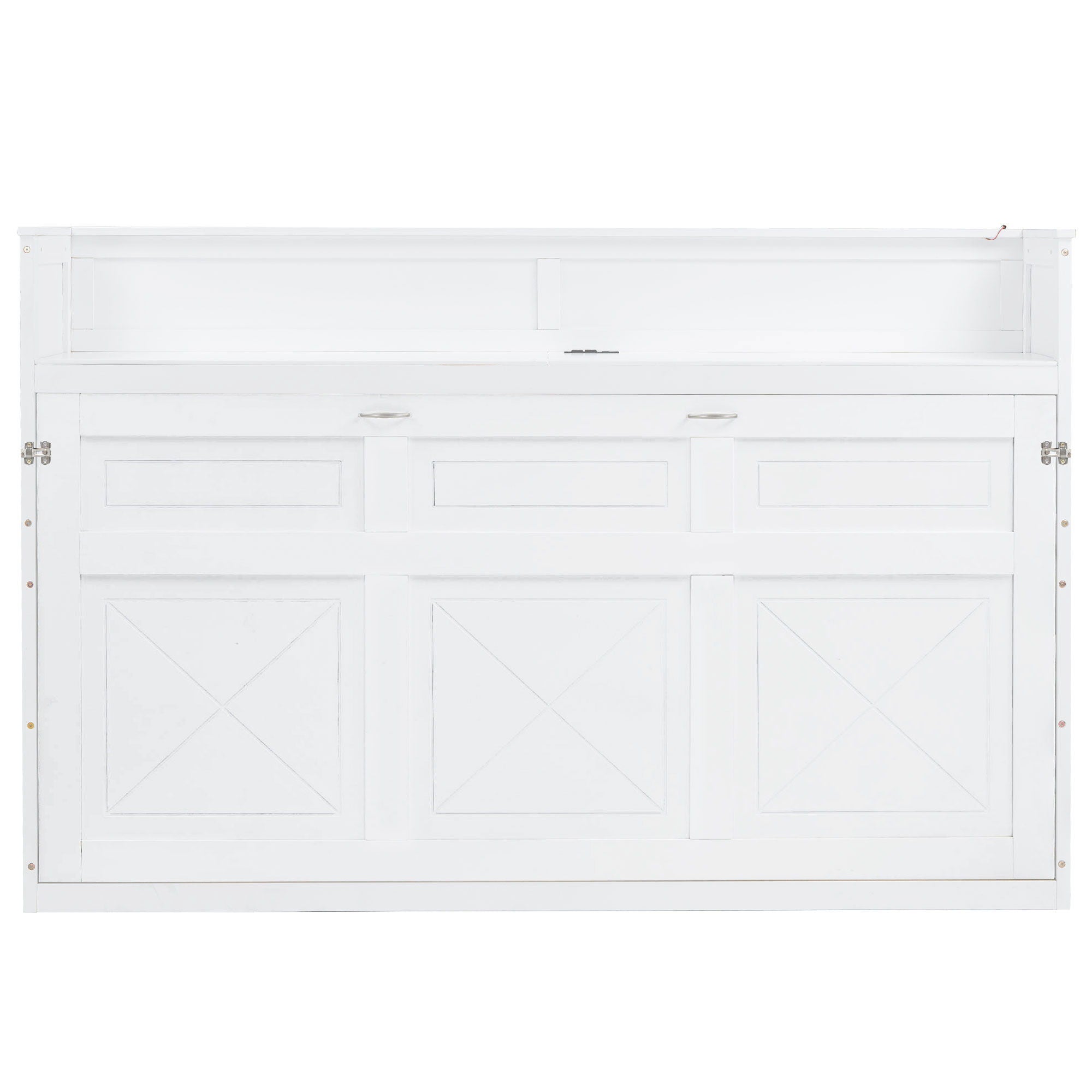 Murphy Bed With Desk, LED Light And USB Charging Station