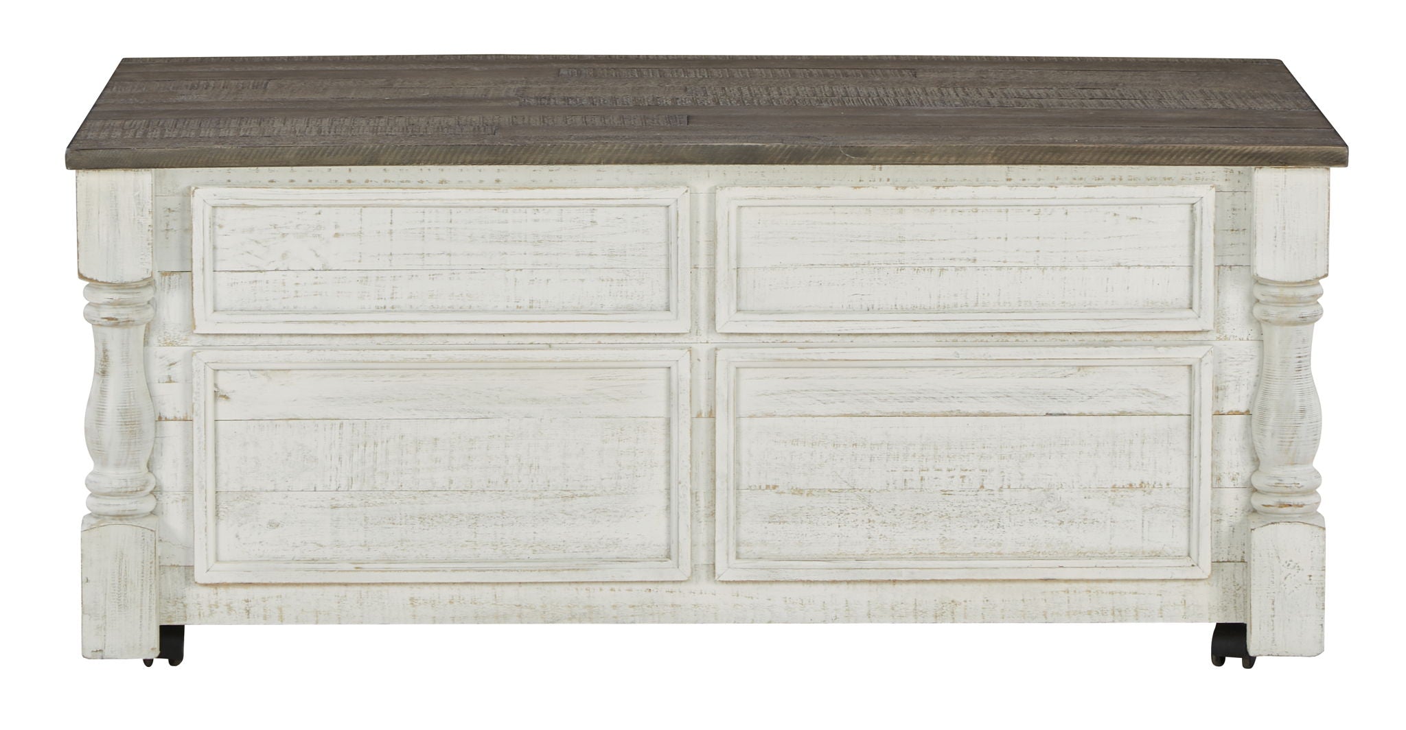 Havalance - Lift Top Cocktail Table with Storage Drawers - White / Gray