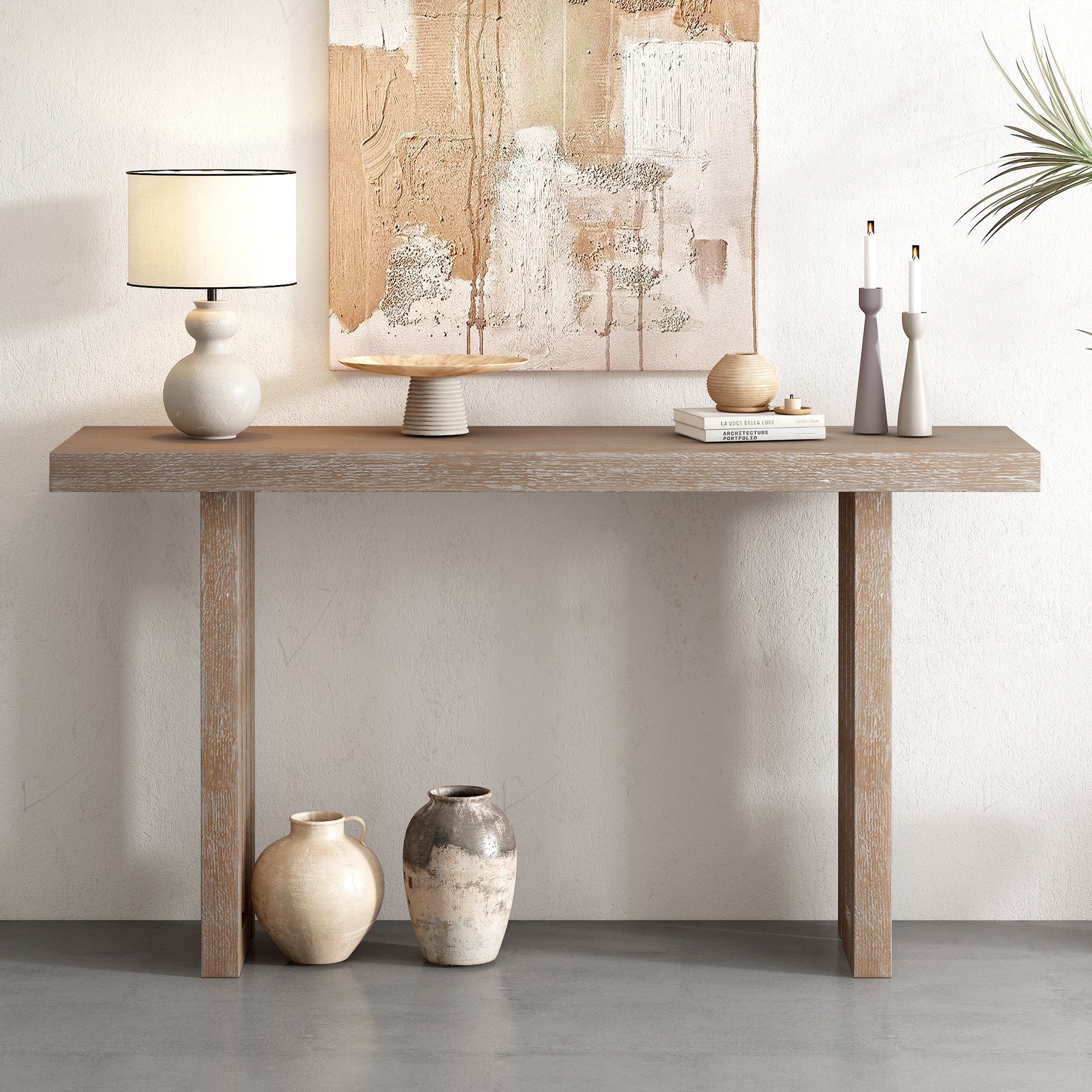 U_STYLE Uniquely Designed Oak Veneer Console Table