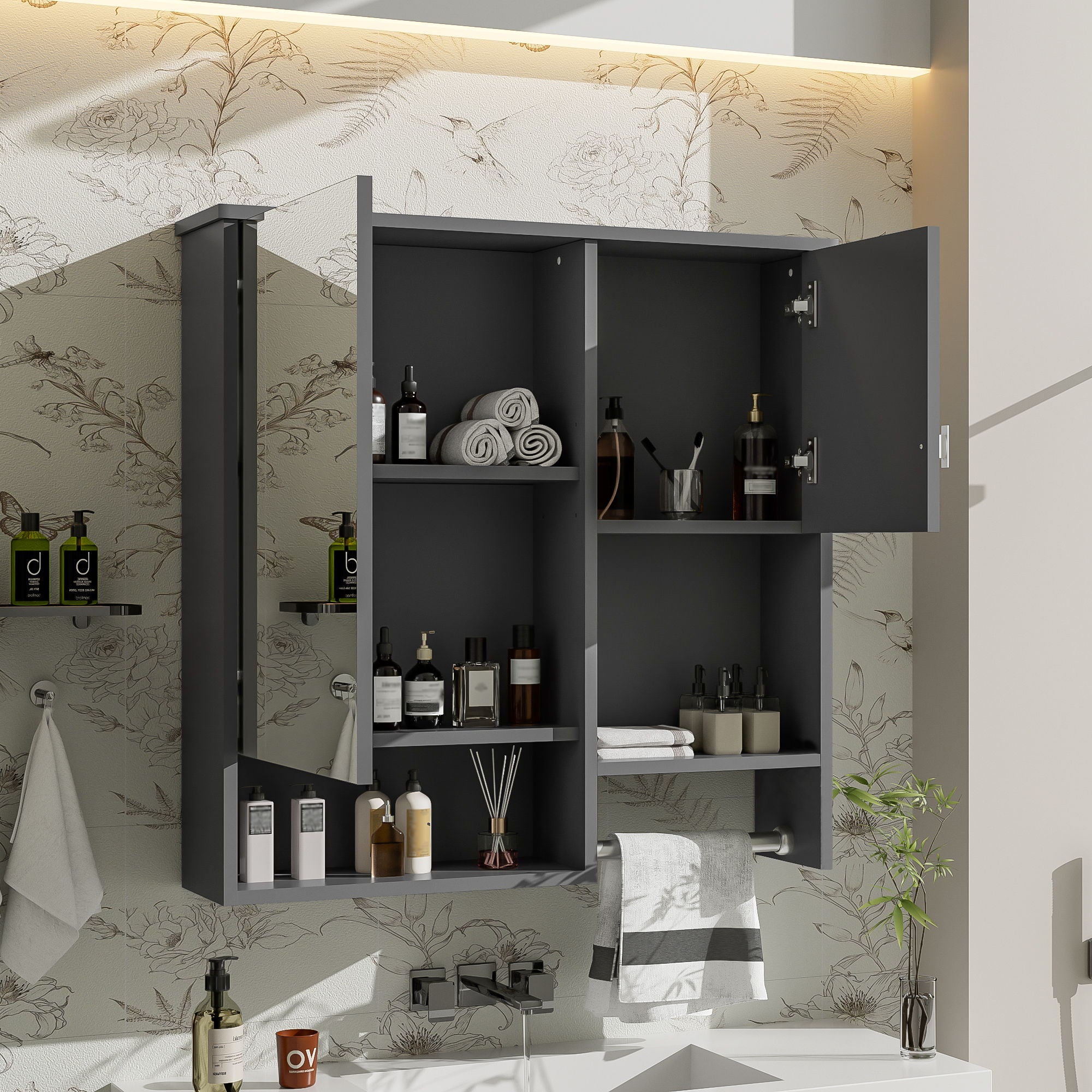 Modern Wall Mounted Bathroom Medicine Cabinet, Bathroom Wall Storage Cabinet With Mirror