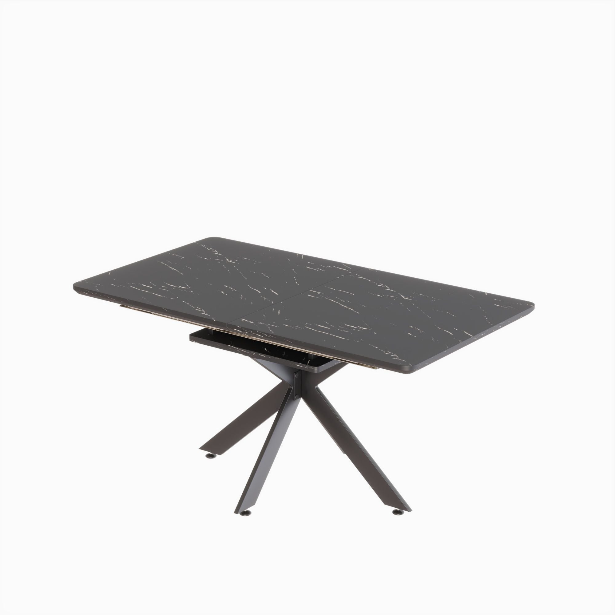 Modern Mid-Century Gray Dining Table Set With Extendable Design