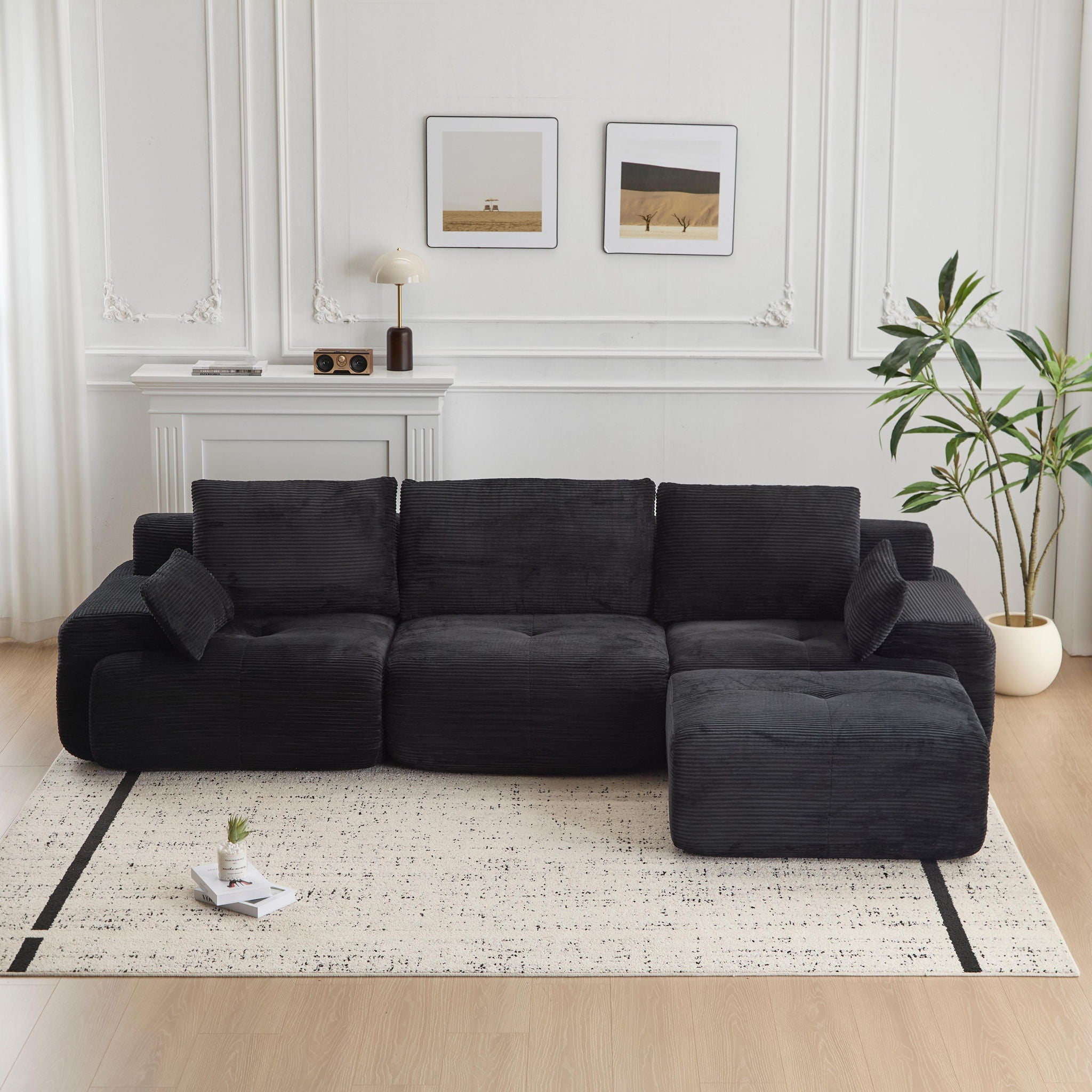 Compressed Sofa, Large Sectional Couches For Living Room - Black