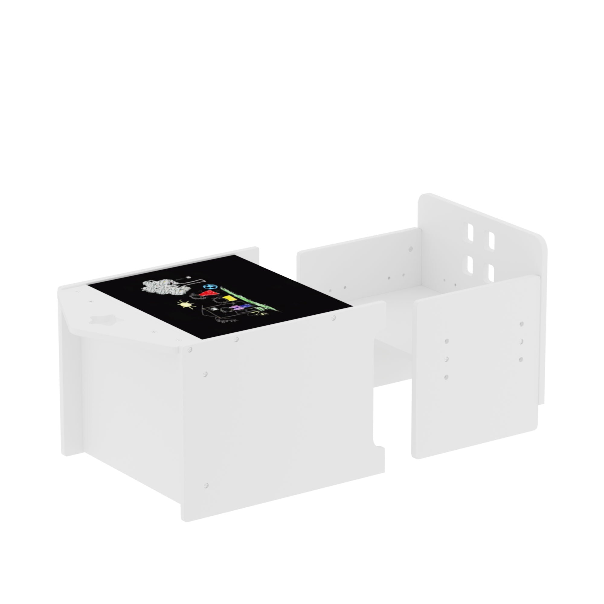 Montessori Weaning Table And Chair Set, Toddler Table With Adjustable Height - White