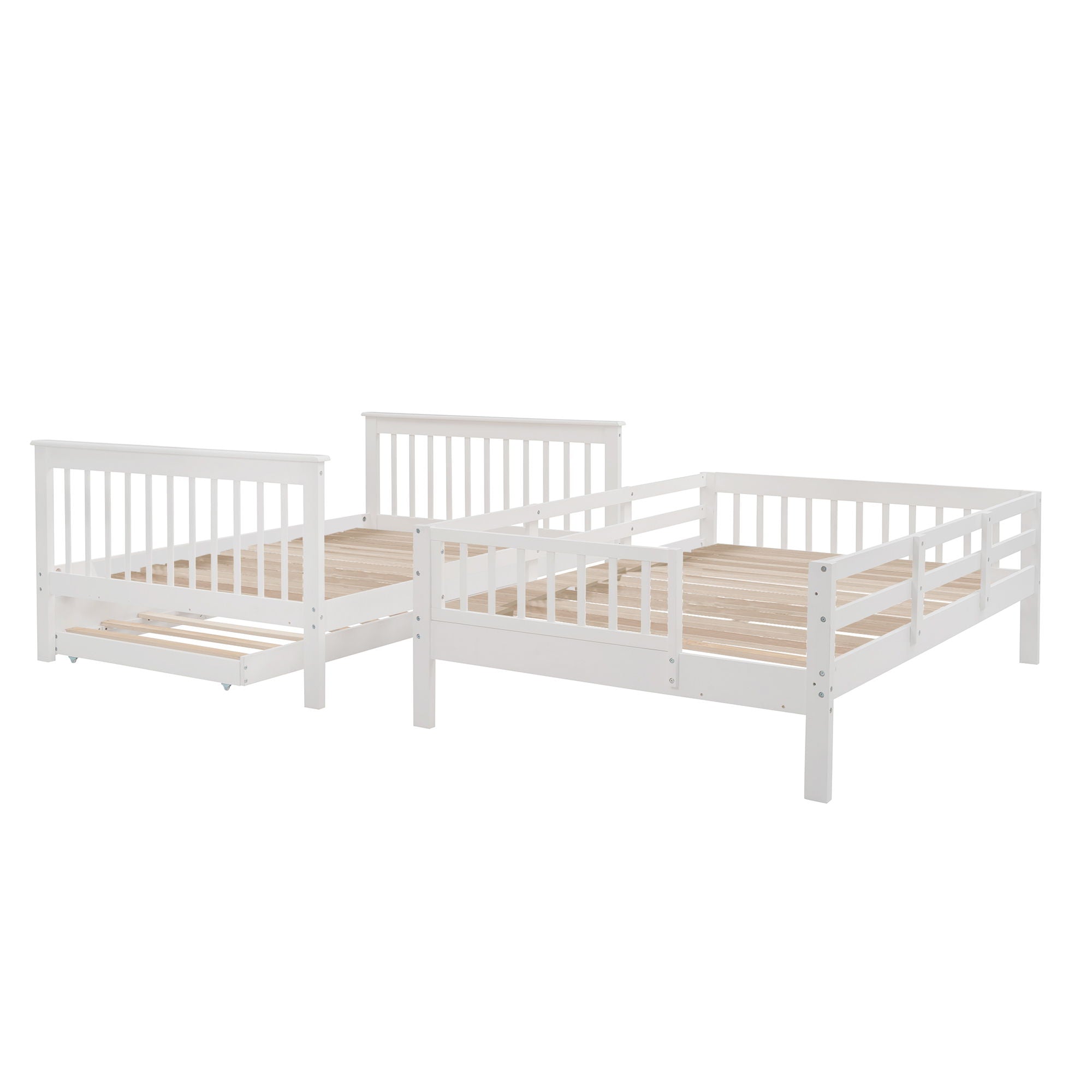 Stairway Bunk Bed With Storage And Guard Rail For Bedroom