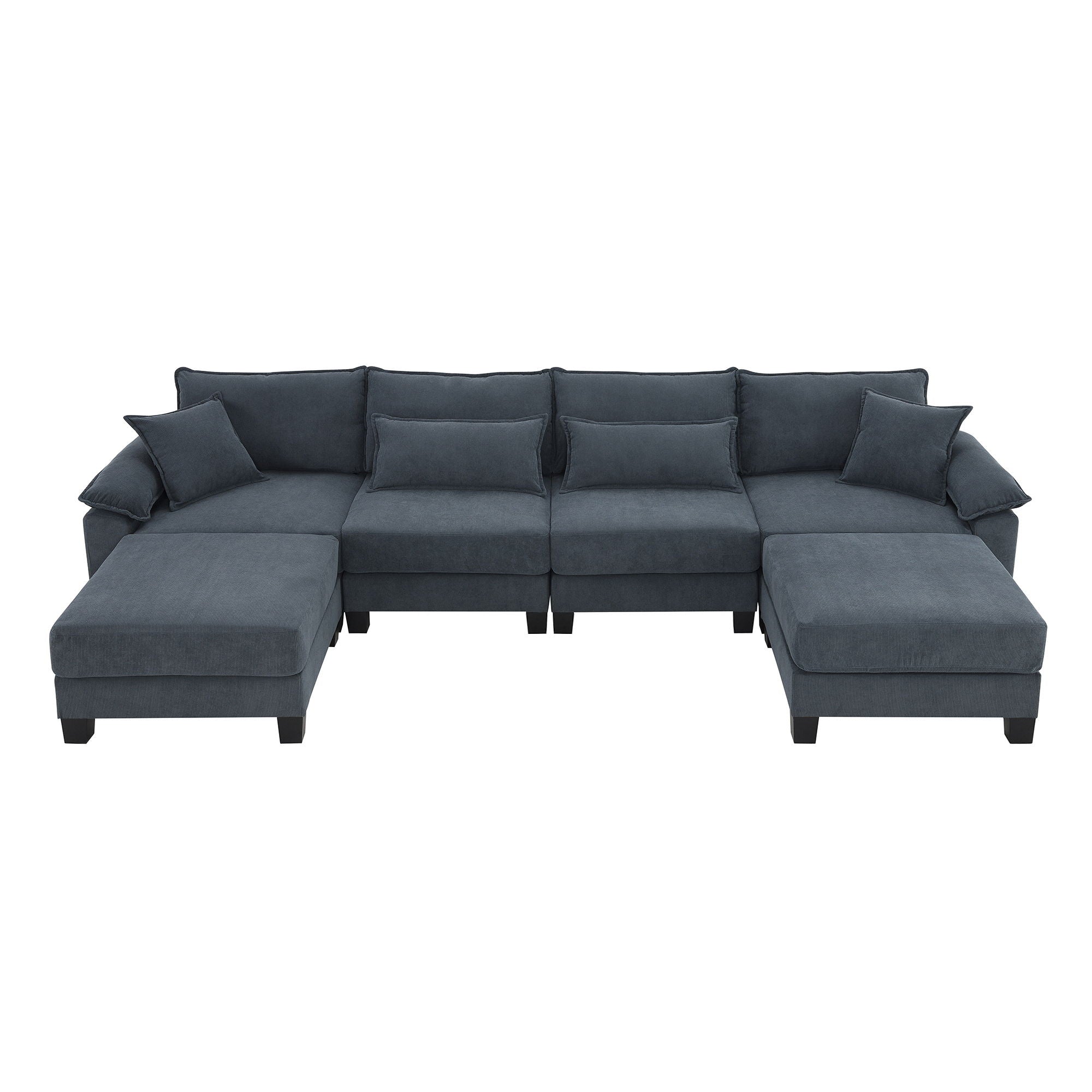 Wide Seat Modular Sectional Bed Sleeper Couch Set With Armrest Pillow 6 Seat, Free Combination Sofa With Ottomans Oversized