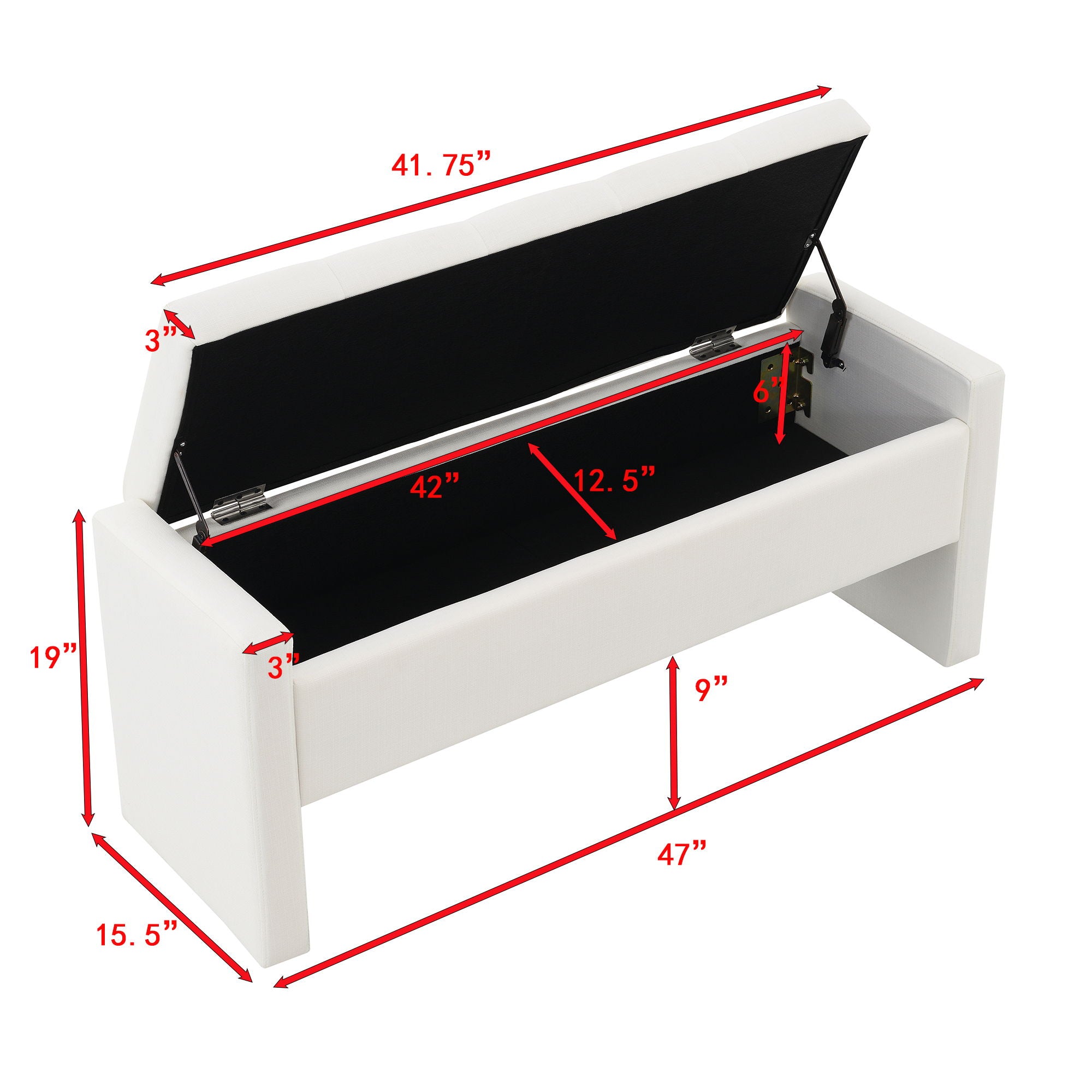 Modern Upholstered Large Bed End Bench With Storage
