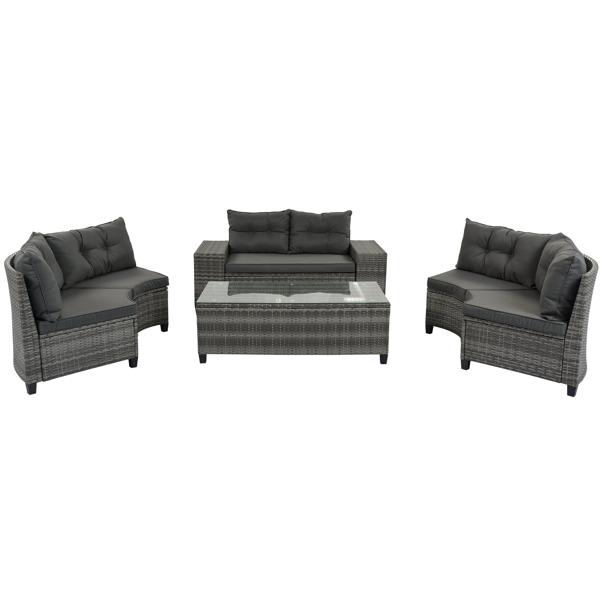 8-piece outdoor wicker round sofa set, half-moon sectional set all weather