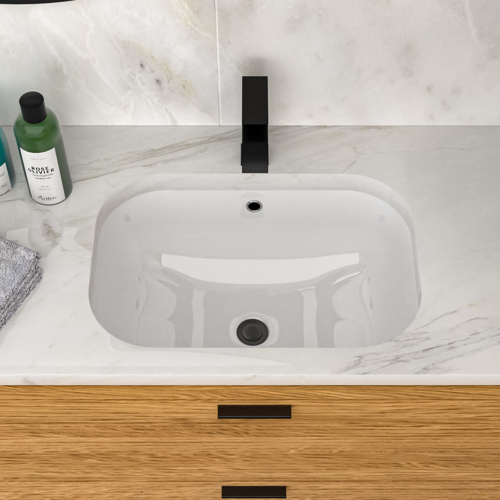 Modern Ceramic Undermount Bathroom Sink With Overflow, High Quality