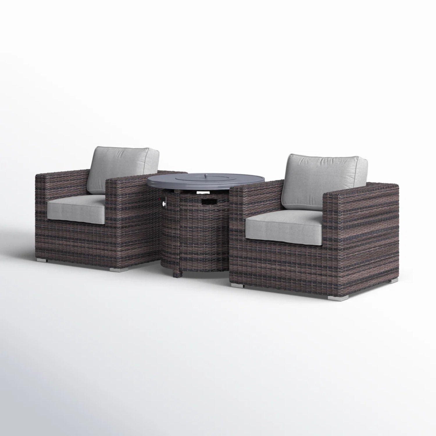 3 Piece Rattan Patio Sofa Set With Comfortable Cushions
