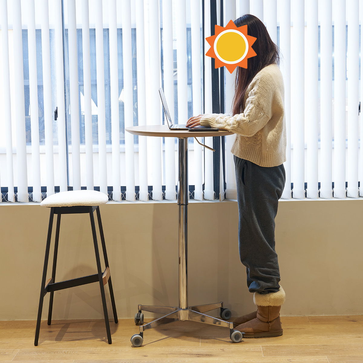 Movable, Adjustable 360 Swivel, Counter Bar Height Table