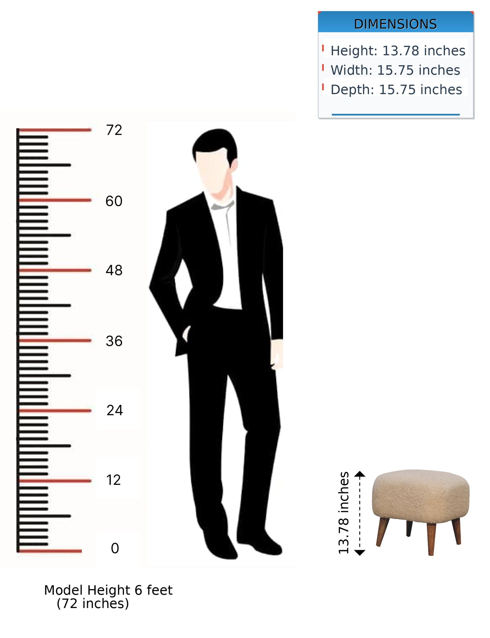 Square Footstool - Cream