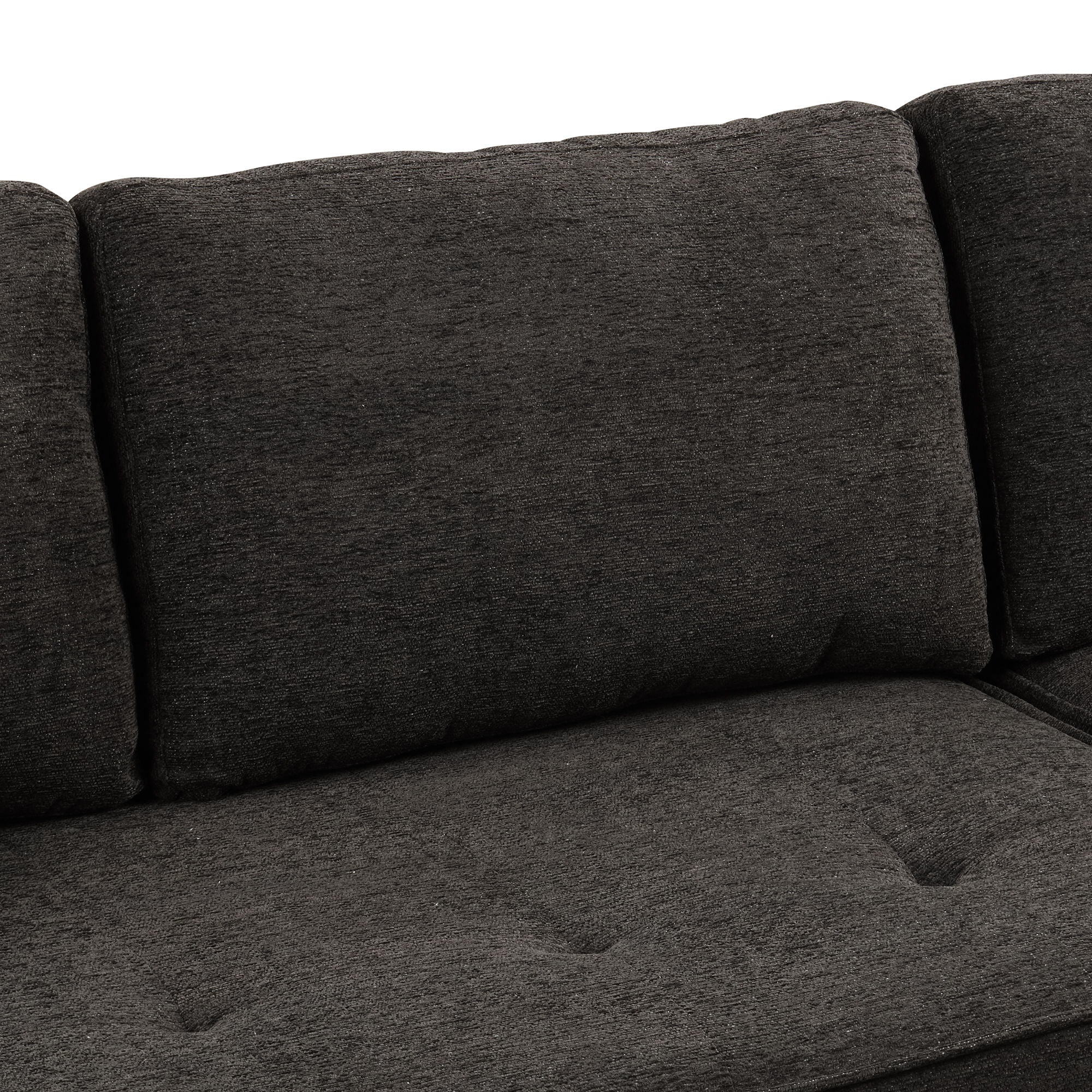 Modern L-Shape 3 Seat Reversible Sectional Couch, Pull Out Sleeper Sofa With Storage Chaise And 2 Stools For Living Room Furniture Set