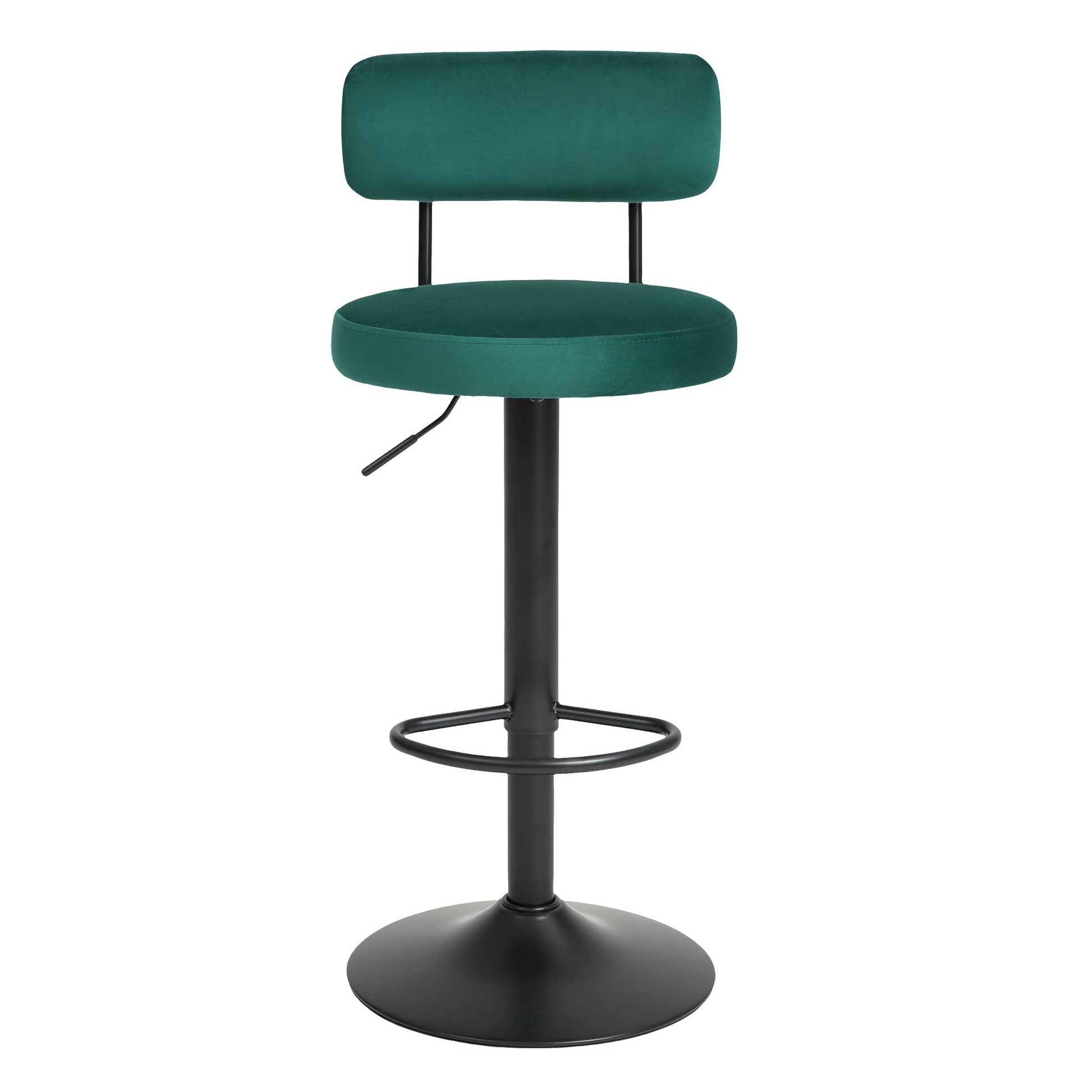 Set of 2 Adjustable Velvet Bar Stools with Curved Backrest & Swivel - Best Buy Furniture