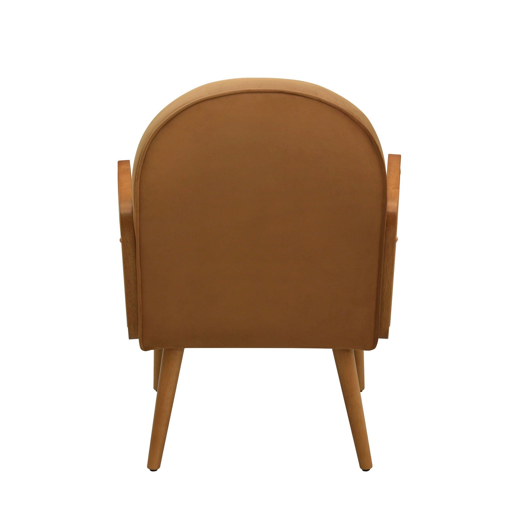 Accent Chair With Rattan Armrests And Wooden Legs Velvet For Living Room