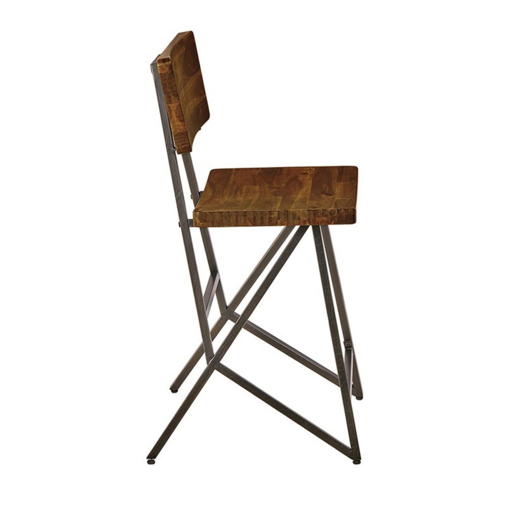 Trestle Counter Stool With Reclaimed - Reclaimed Brown / Gun Metal