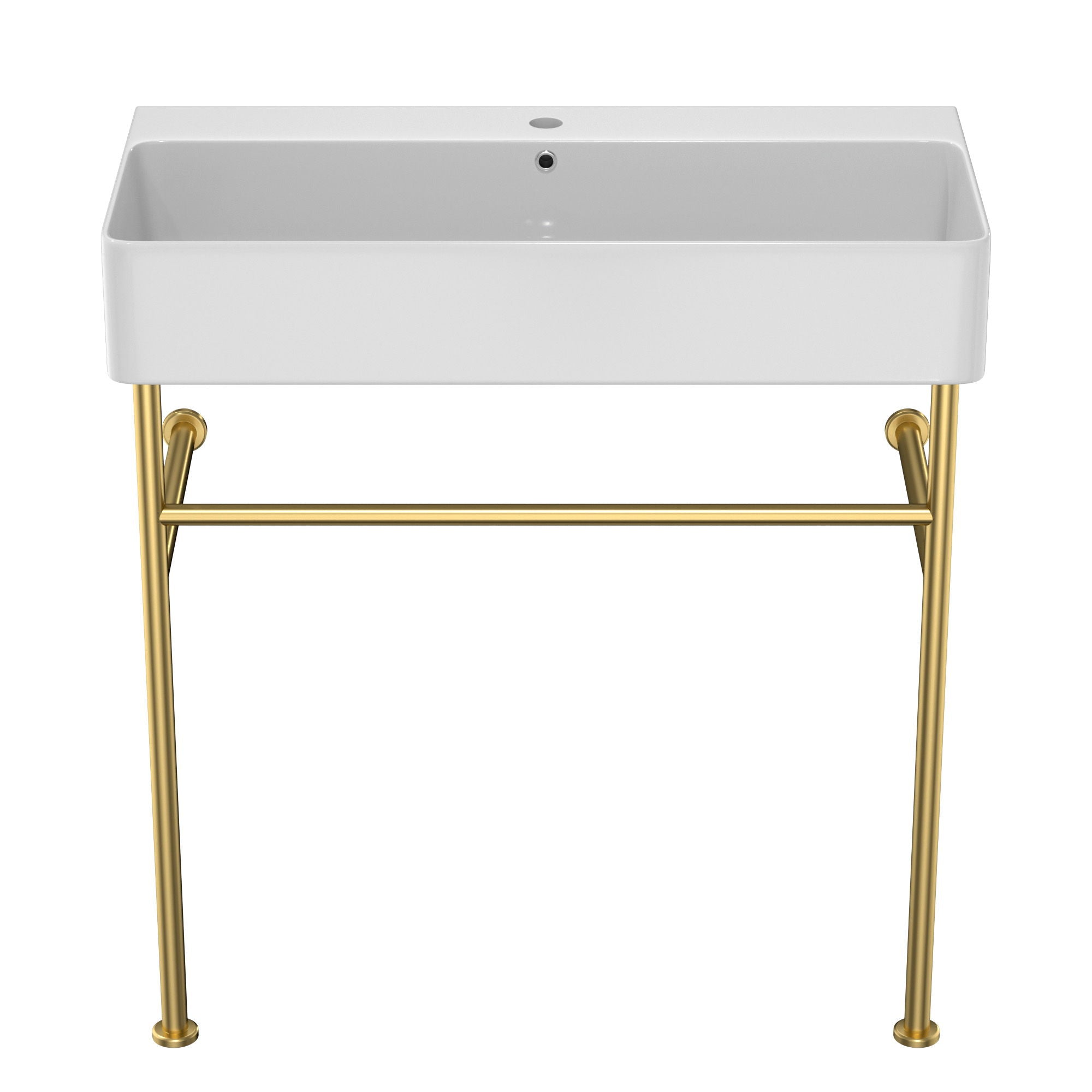 Ceramic Console Bathroom Sink With Overflow