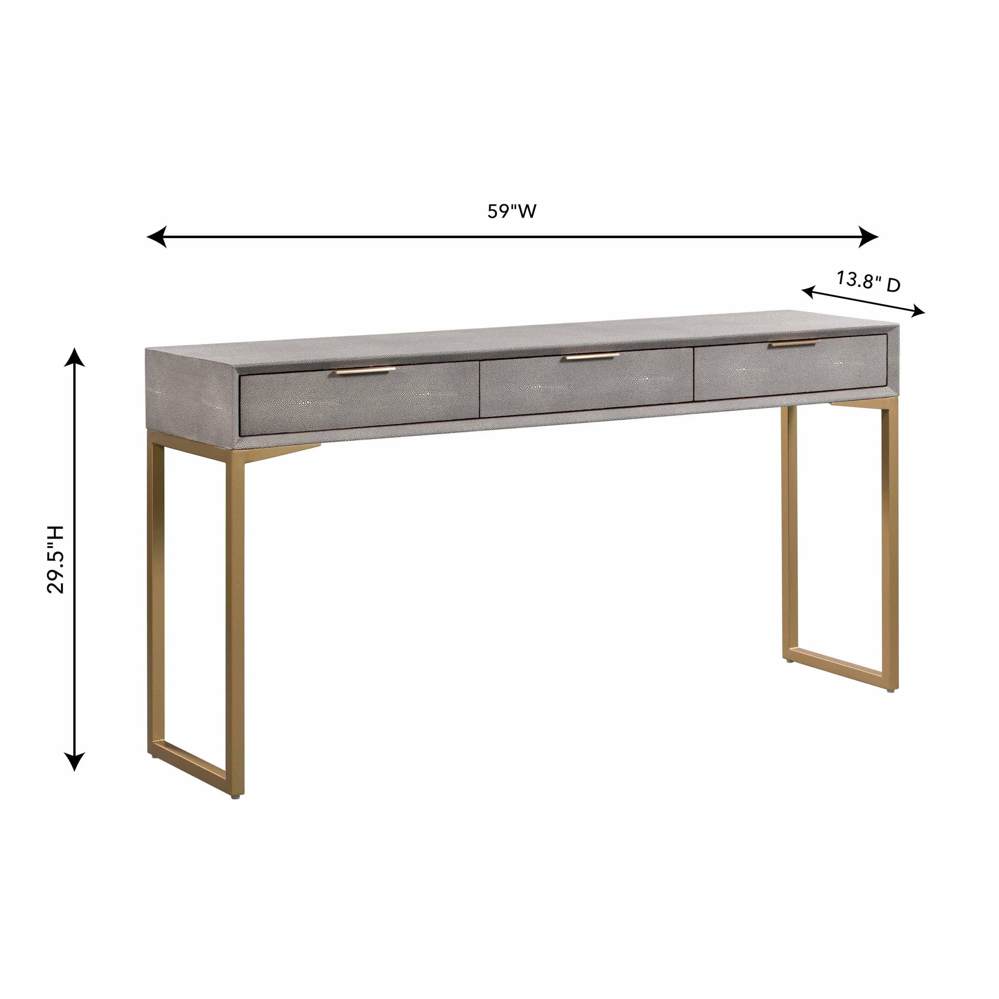 Pesce - Shagreen Console Table - Pearl Silver